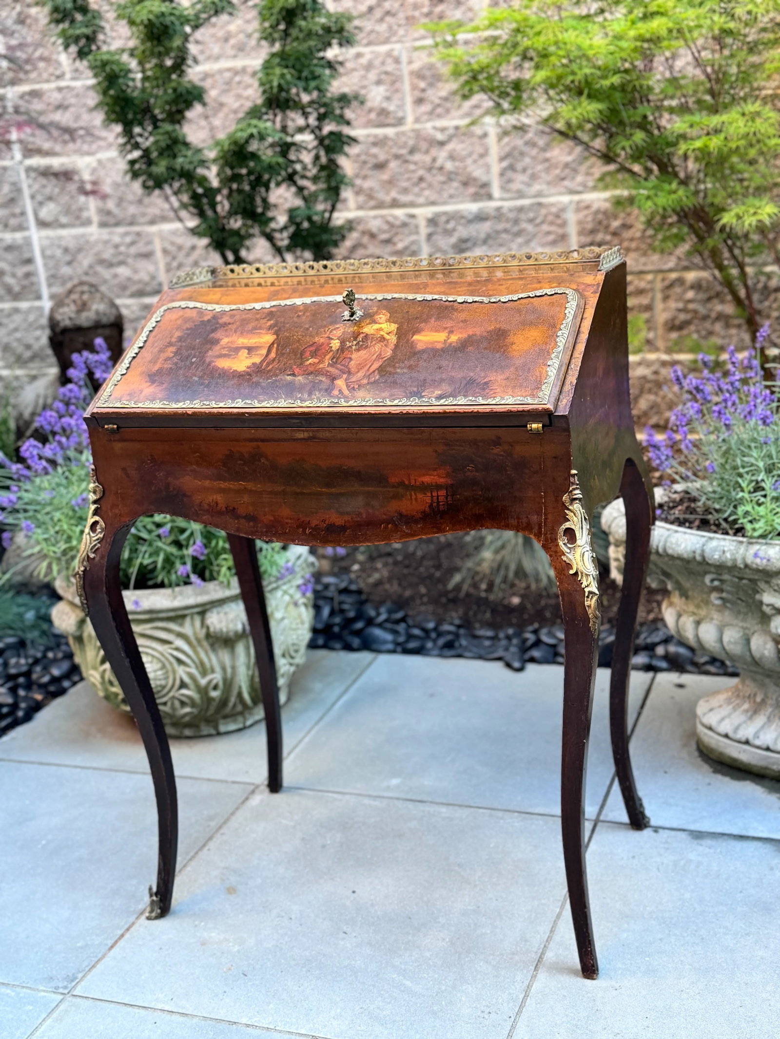 Louis XV Style Slant Front Painted Desk - 8