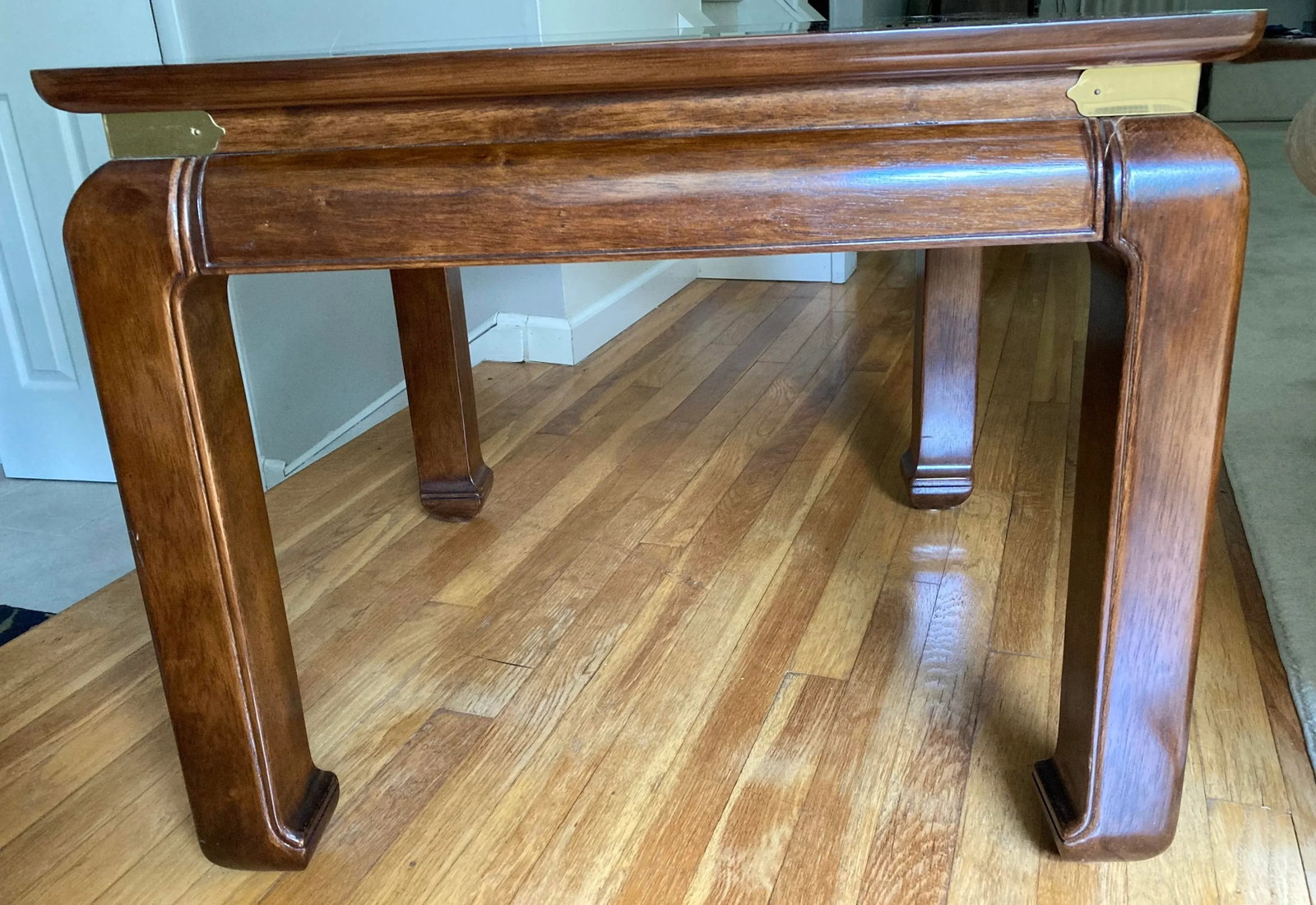 1970s Vintage Bernhardt Square Champaign Glass Top Side Table - 2