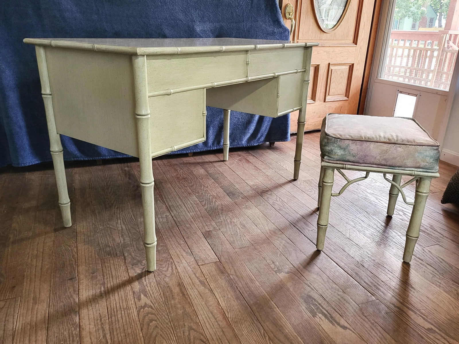 Late 20th Century Ficks Reed Faux Bamboo Writing Desk and Stool - Set of 2 - 6