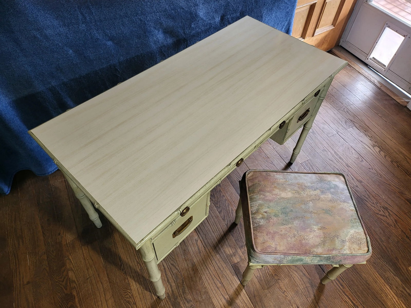 Late 20th Century Ficks Reed Faux Bamboo Writing Desk and Stool - Set of 2 - 7