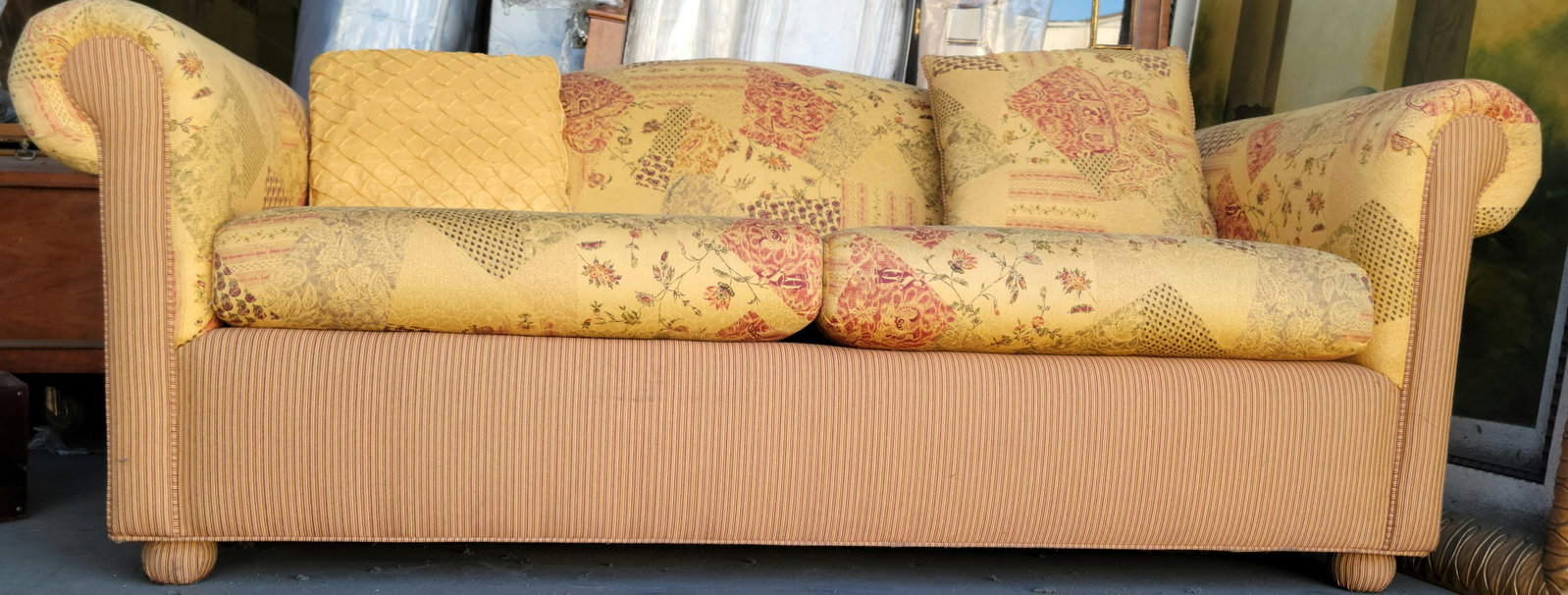 Hand Stitched Loveseat With Asian Theme - 2