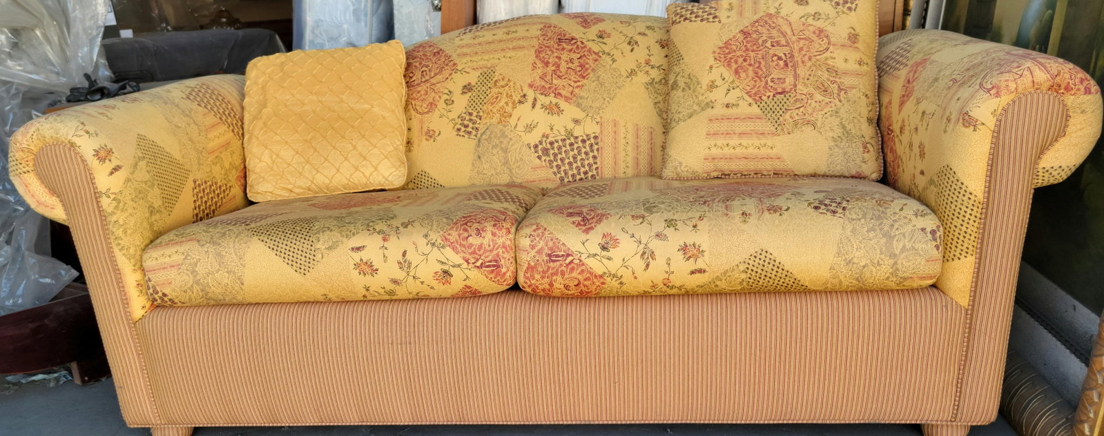Hand Stitched Loveseat With Asian Theme - 3