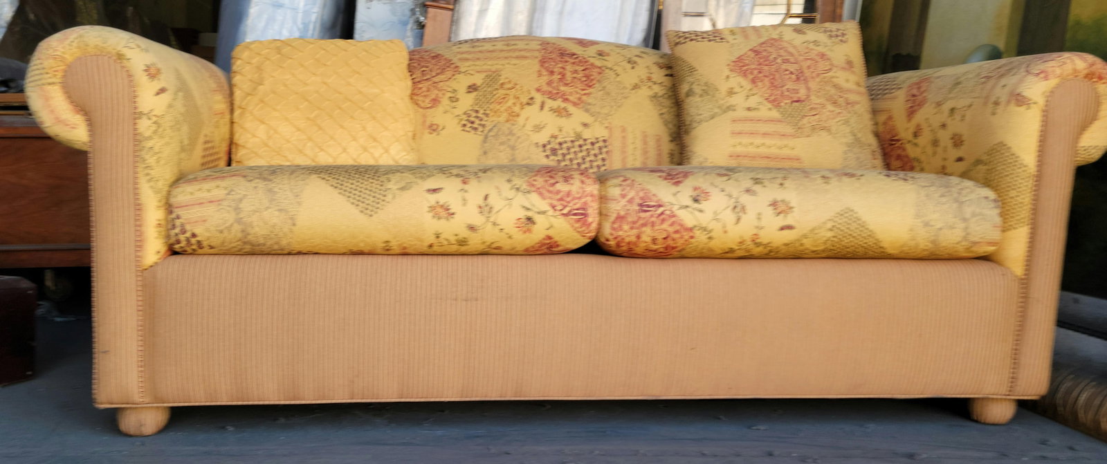 Hand Stitched Loveseat With Asian Theme - 4