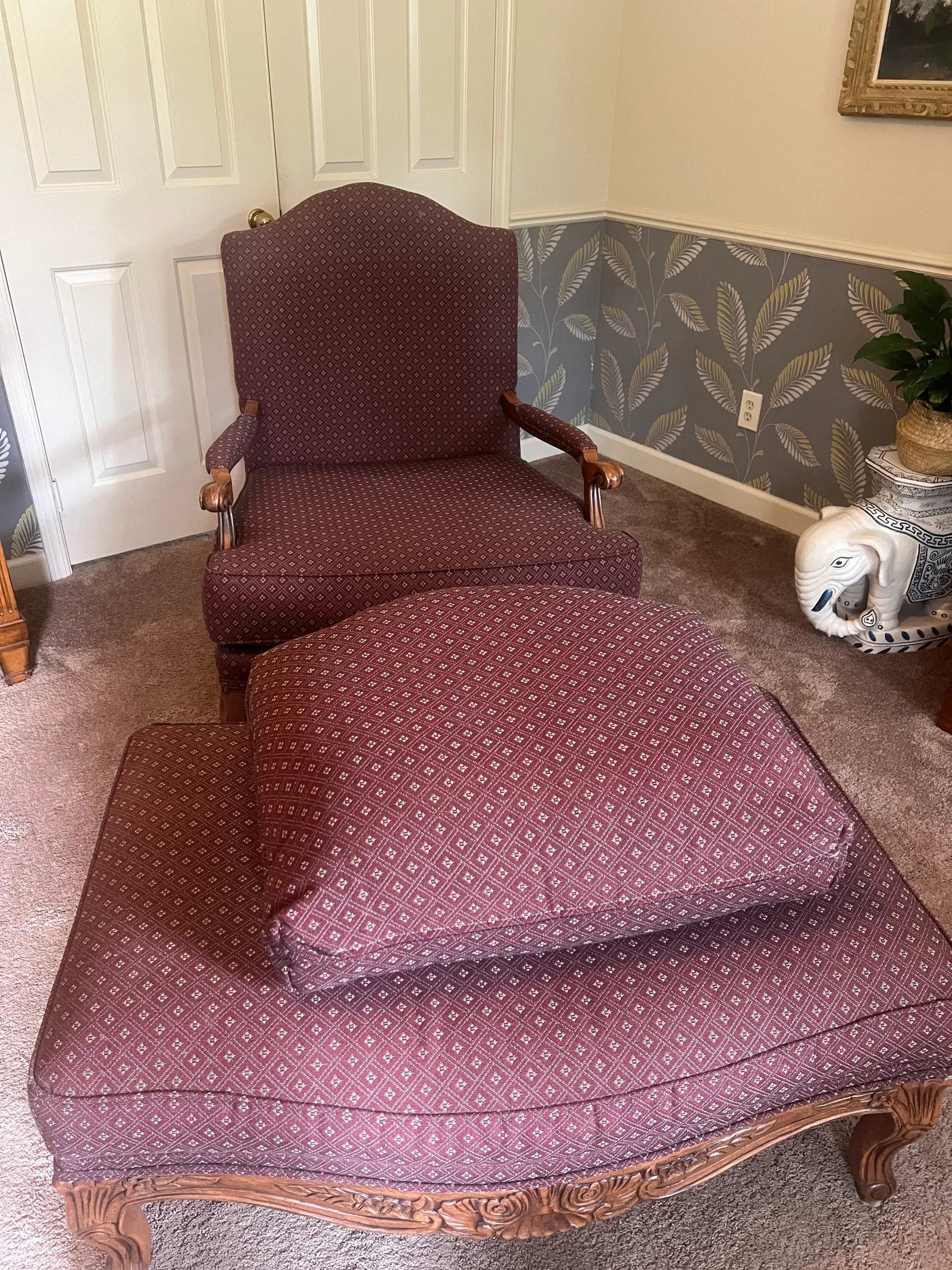 Ethan Allen Harris Chair & Laurent Ottoman - Set of 2 - 4