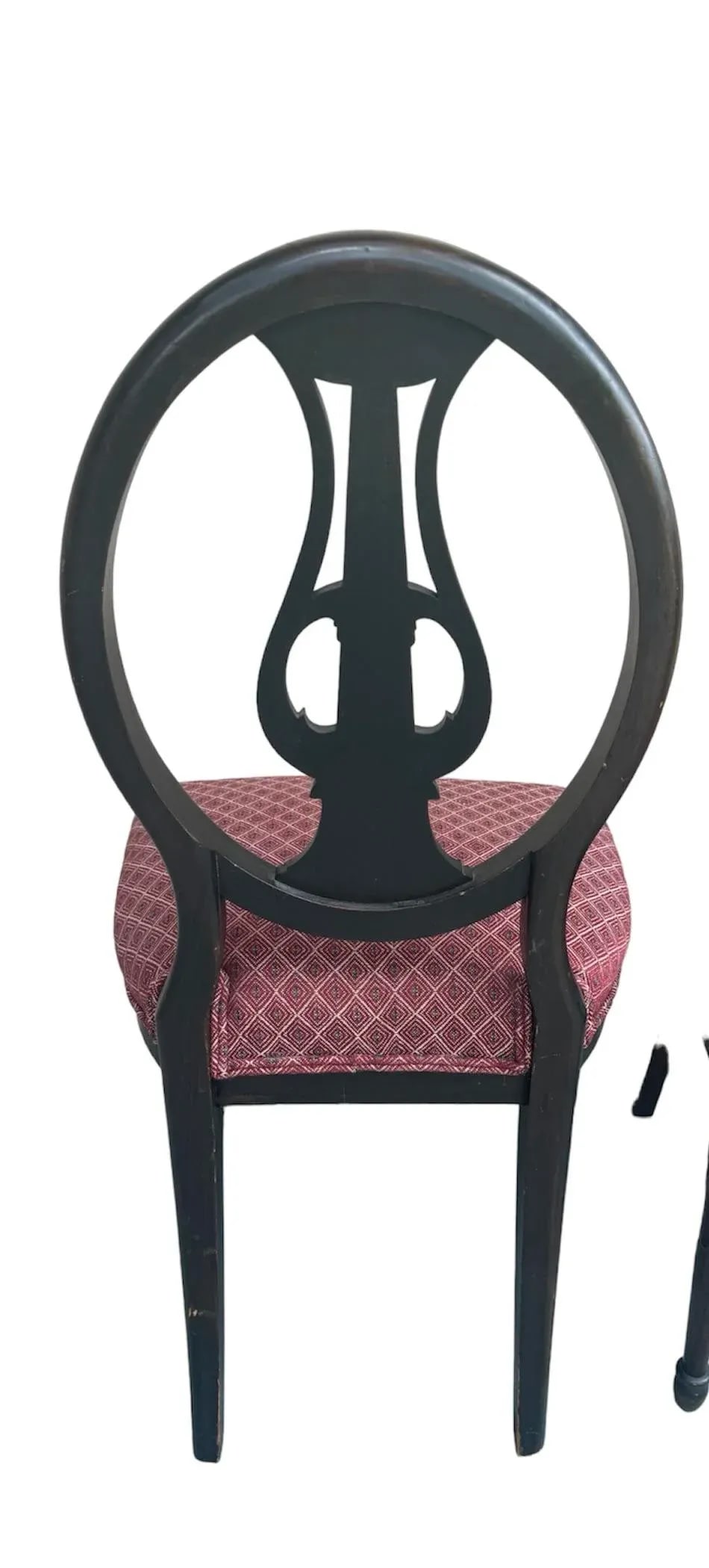 1930s Music Chairs With Koi Dolphin Carvings and Vintage Fabric- Set of 2 - 4