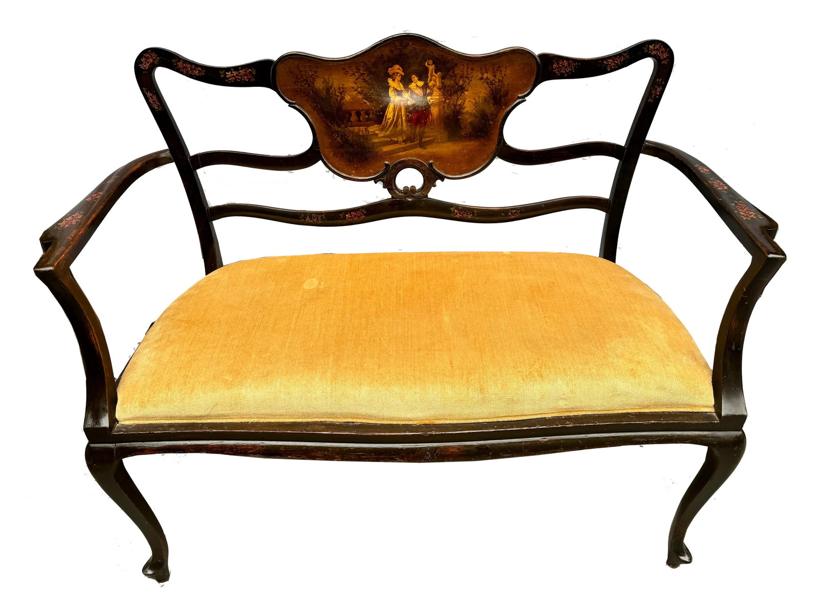 Late 19th Century Louis XV Style Love Seat, Carved With Vernis Martin Cameo - 2