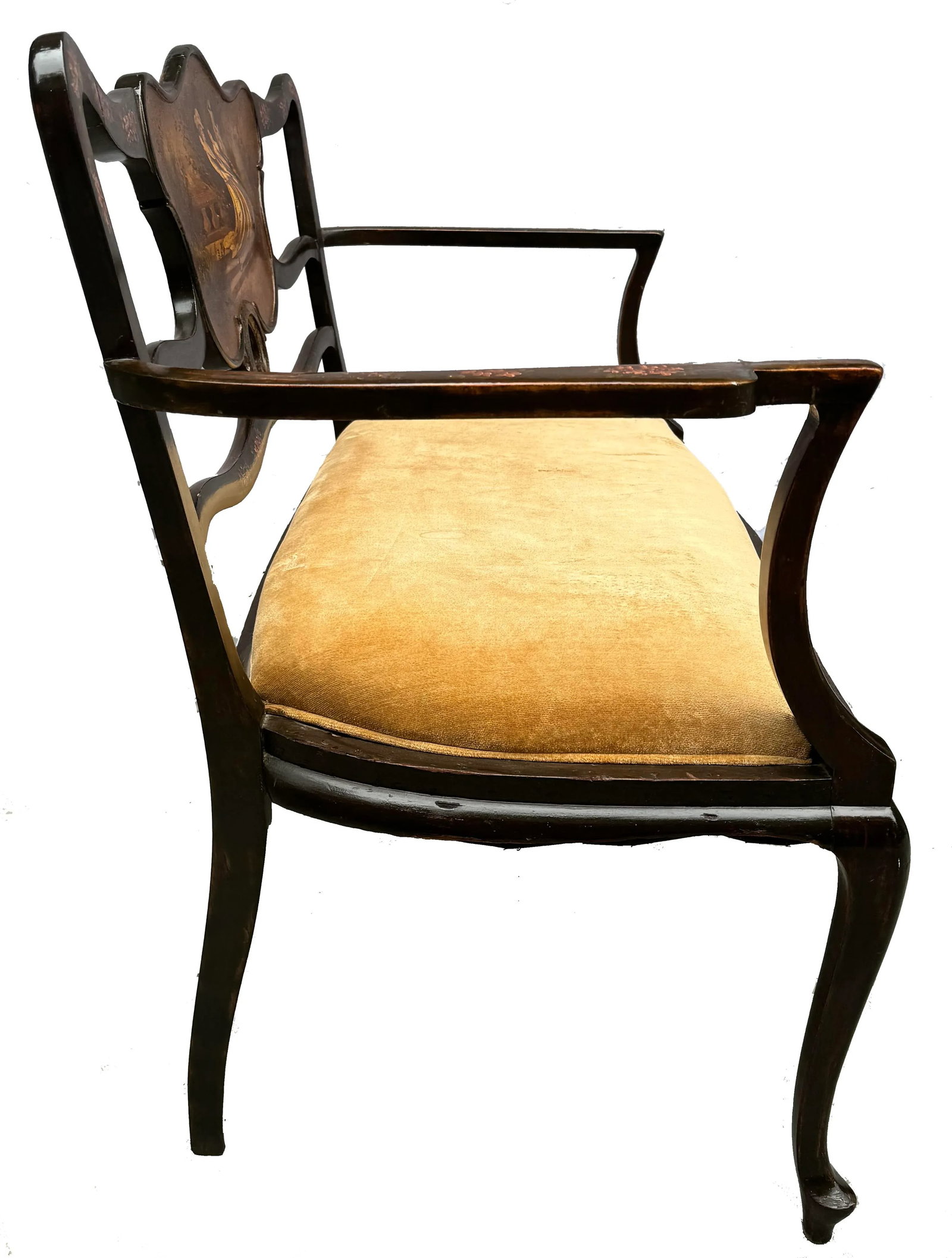 Late 19th Century Louis XV Style Love Seat, Carved With Vernis Martin Cameo - 3