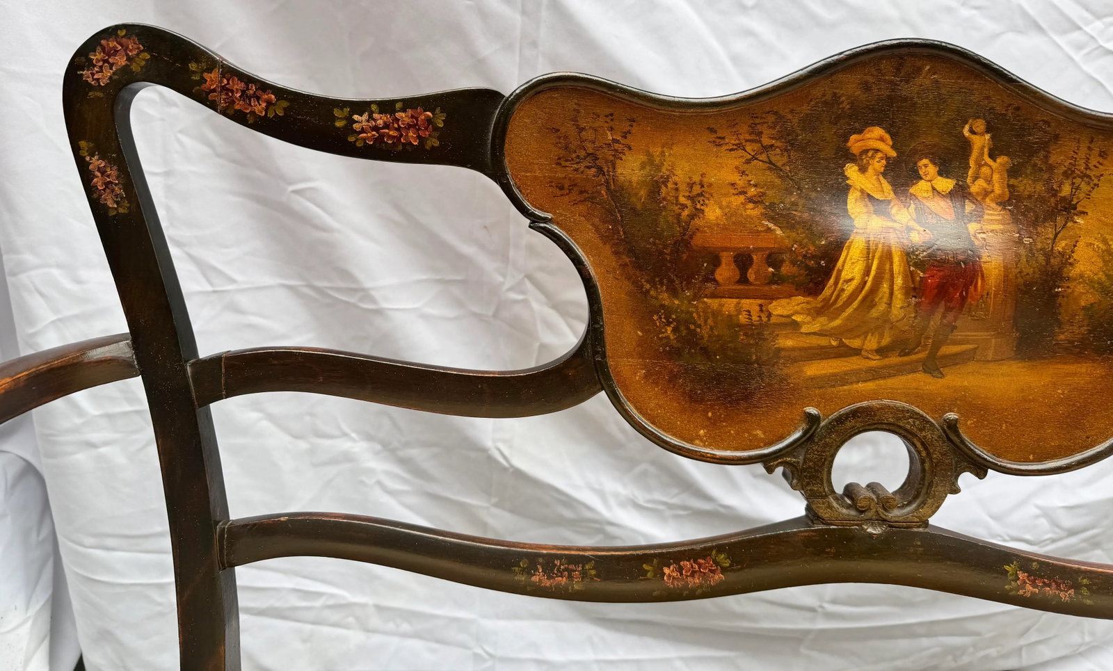 Late 19th Century Louis XV Style Love Seat, Carved With Vernis Martin Cameo - 7