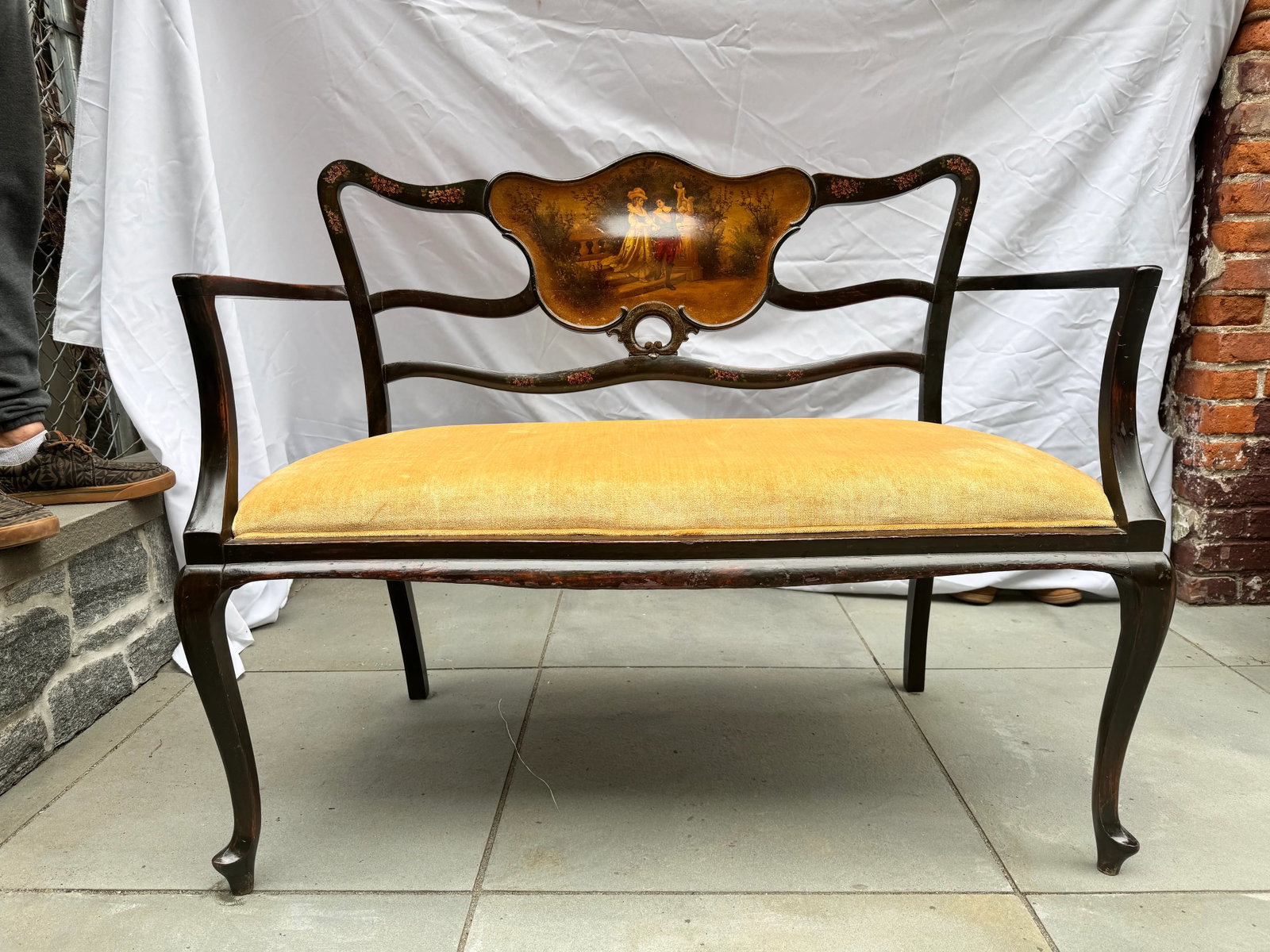 Late 19th Century Louis XV Style Love Seat, Carved With Vernis Martin Cameo - 9