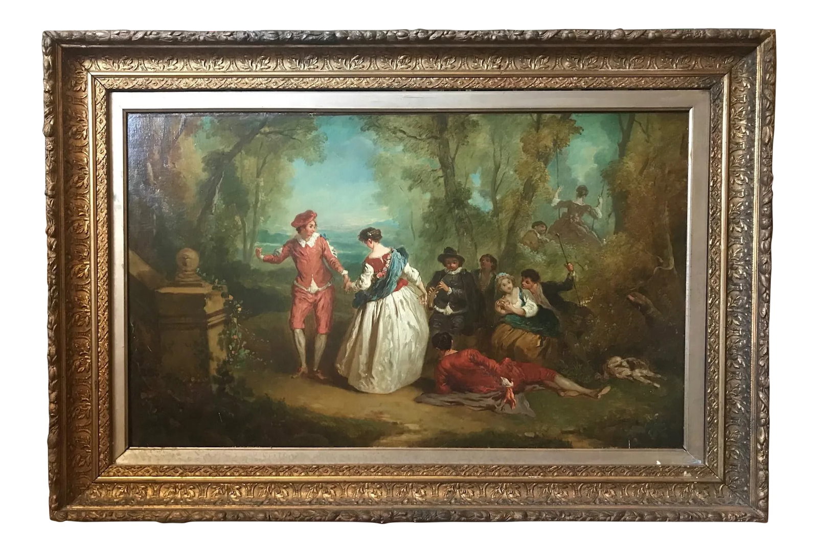 Jean Antoine Watteau, Circle Of, 18th Century Large Old Master Painting, France: Jean Antoine Watteau (ircle of. 18th century old master painting, France. With great pride we offer an extremely rare masterpiece from the 18th century, France. This painting is unsigned as most of hi