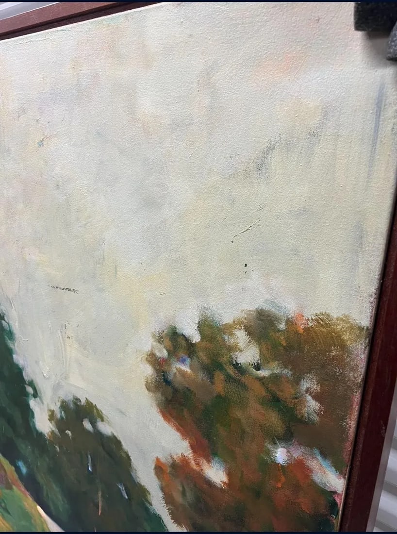 1990s Lucy Gould Reitzfeld, Large Oil on Canvas Painting "the Road", Framed - 3