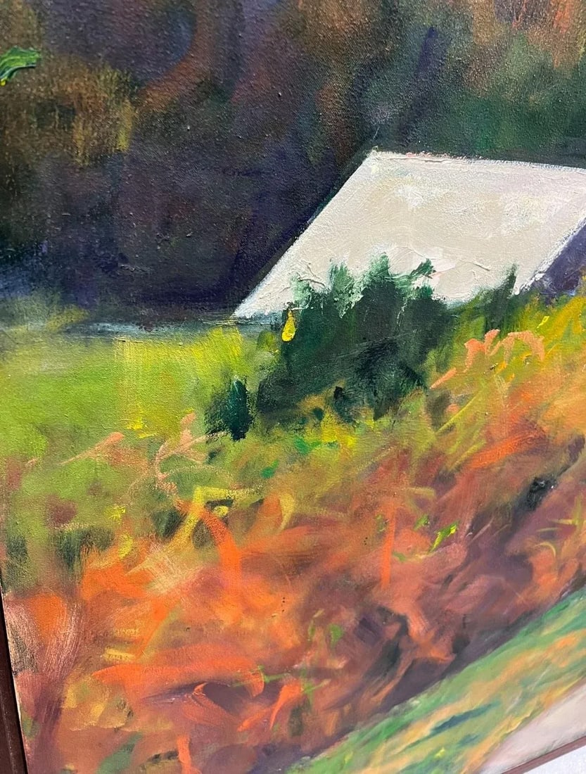 1990s Lucy Gould Reitzfeld, Large Oil on Canvas Painting "the Road", Framed - 5