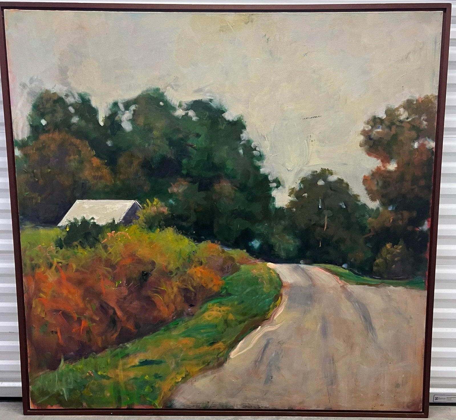 1990s Lucy Gould Reitzfeld, Large Oil on Canvas Painting "the Road", Framed - 8