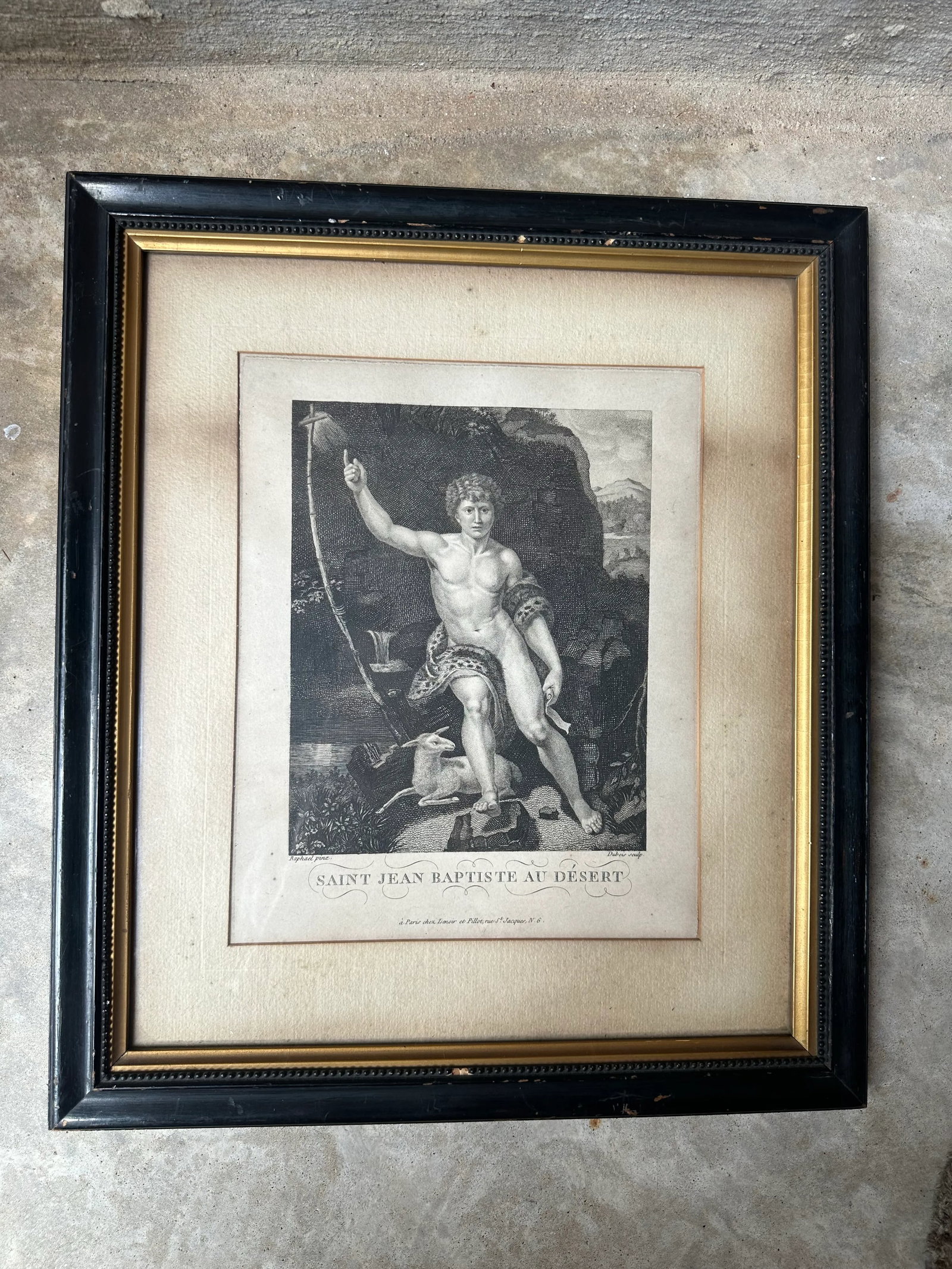 1857 Antique Engraving Print of Saint John the Baptist by Raphael Sanzio - 2