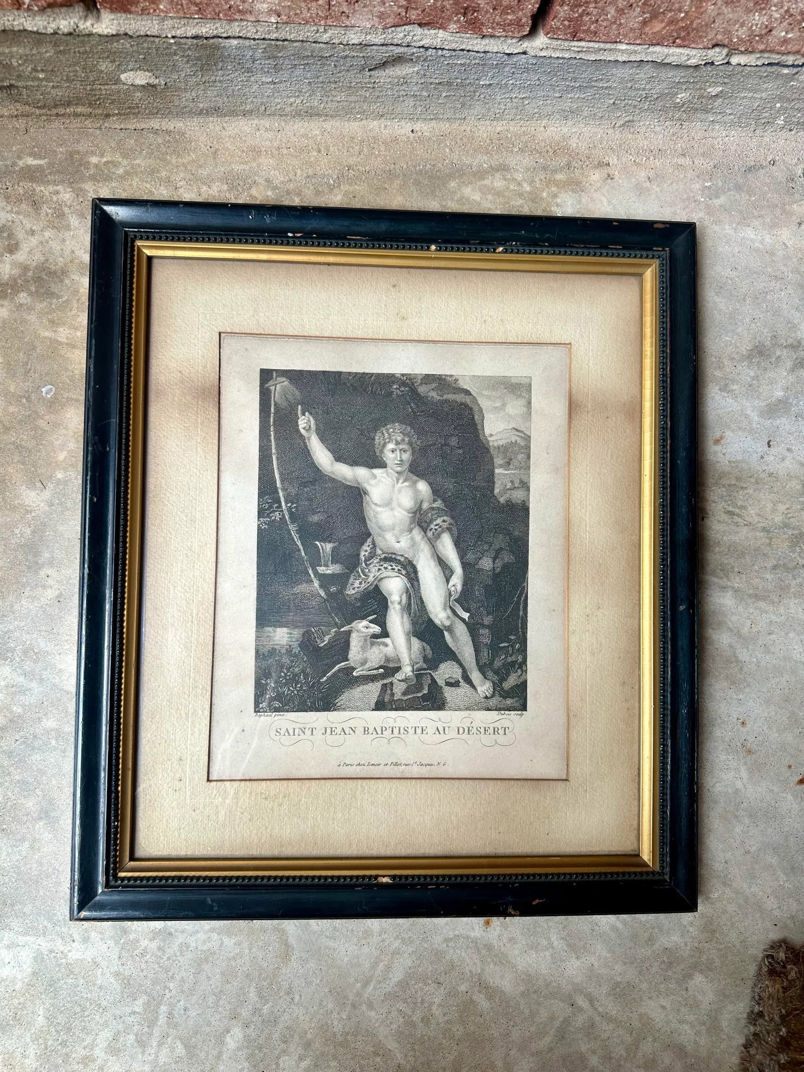 1857 Antique Engraving Print of Saint John the Baptist by Raphael Sanzio - 3