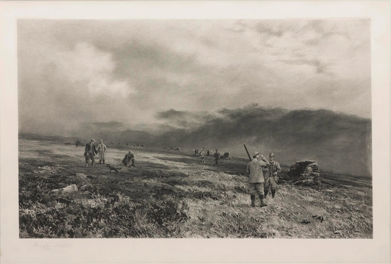 Hunting Scene Signed by Douglas Adams, Ap 1/300, Late 19th Century - 2