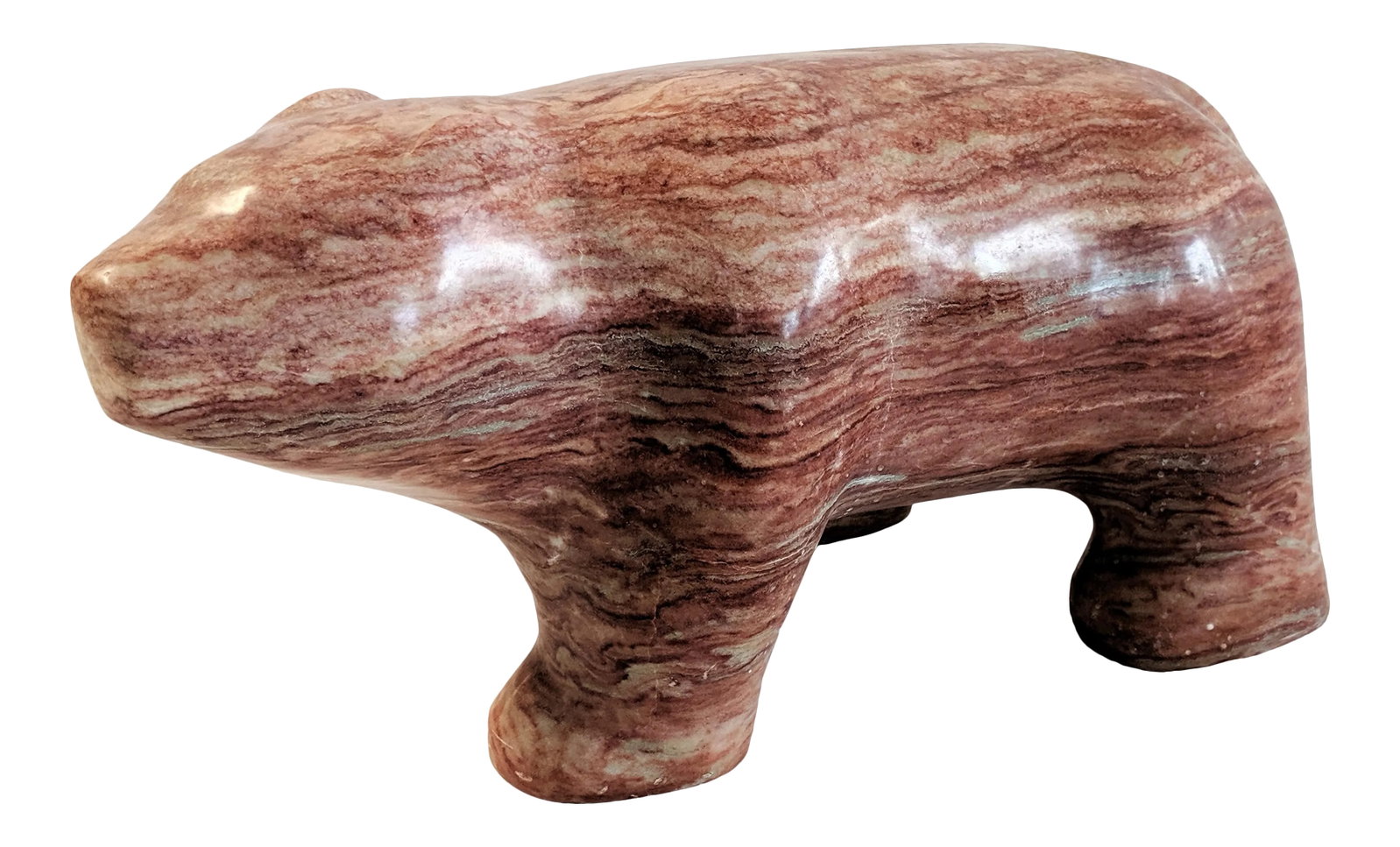 1980s Fred Begay Alabaster Bear Sculpture: Alabaster bear sculpture from well known sculptor Fred Begay. Signed and dated 1988. Extremely heavy. Measures 30" long. Condition: Alterations: Original Condition Unaltered Imperfections: Some