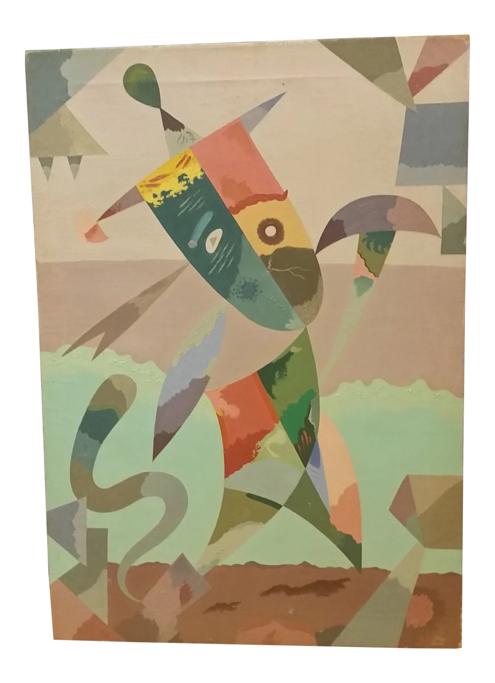 1947 Signed Theo Luce Abstract Oil Painting, Unframed: Here's a very nice and rare find. This Post World War II abstract oil on linen canvas was created in 1947 by Theo Luce (1906-78) a New York City artist and philanthropist. It's a fabulous painting