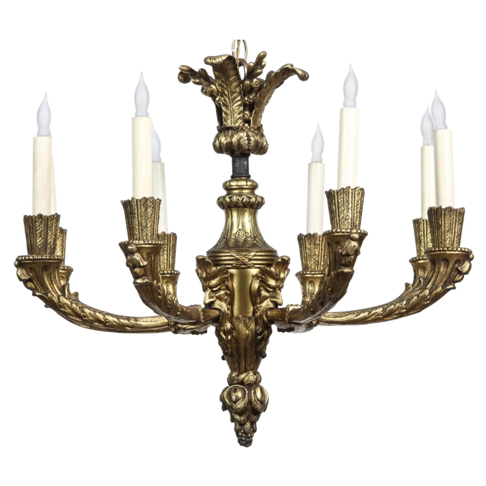 Mid 20th Century Bronze Monster-Face Chandelier - 2