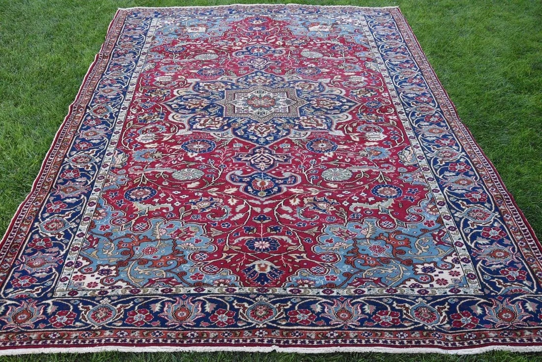 1970s Islamic Blue Medallion Area Rug - 2