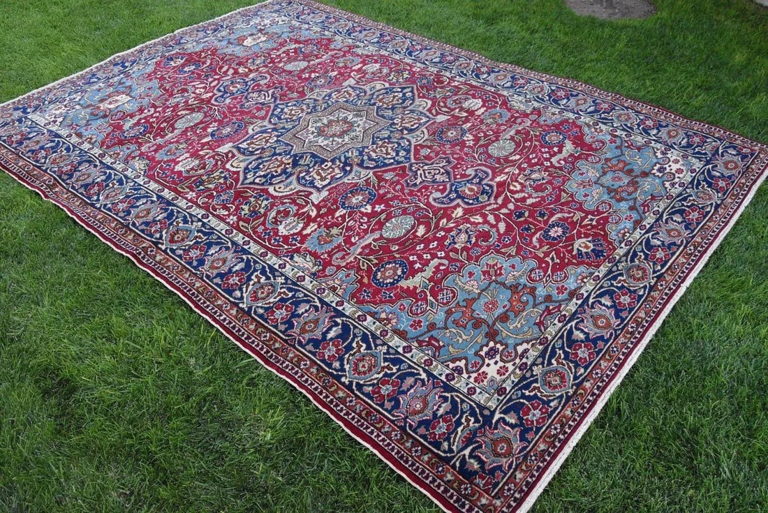 1970s Islamic Blue Medallion Area Rug - 4