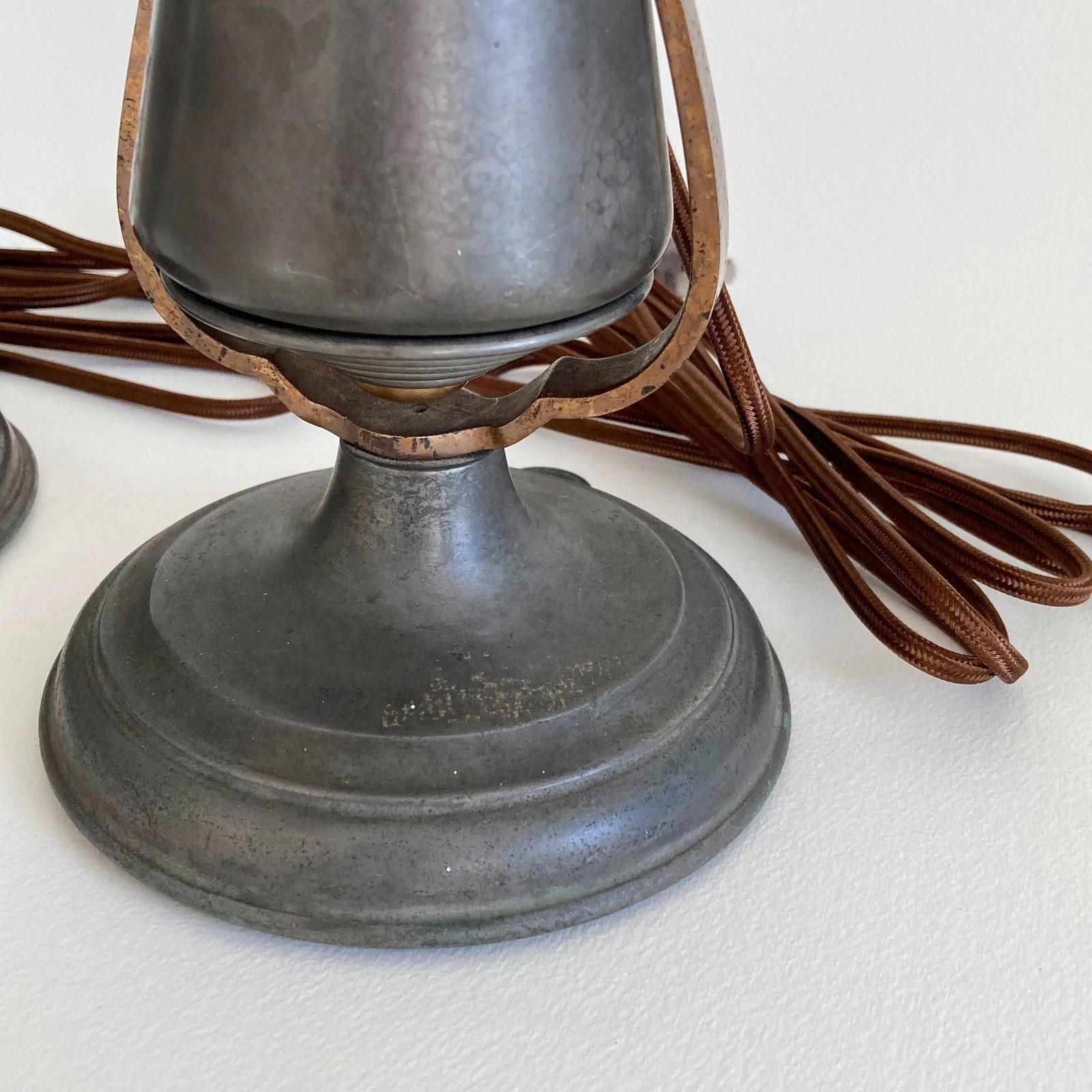Antique 1860s to 1880s Pewter Gimbal Wall or Table Lights Nautical Ship Lights Wall Sconces - a Pair - 7