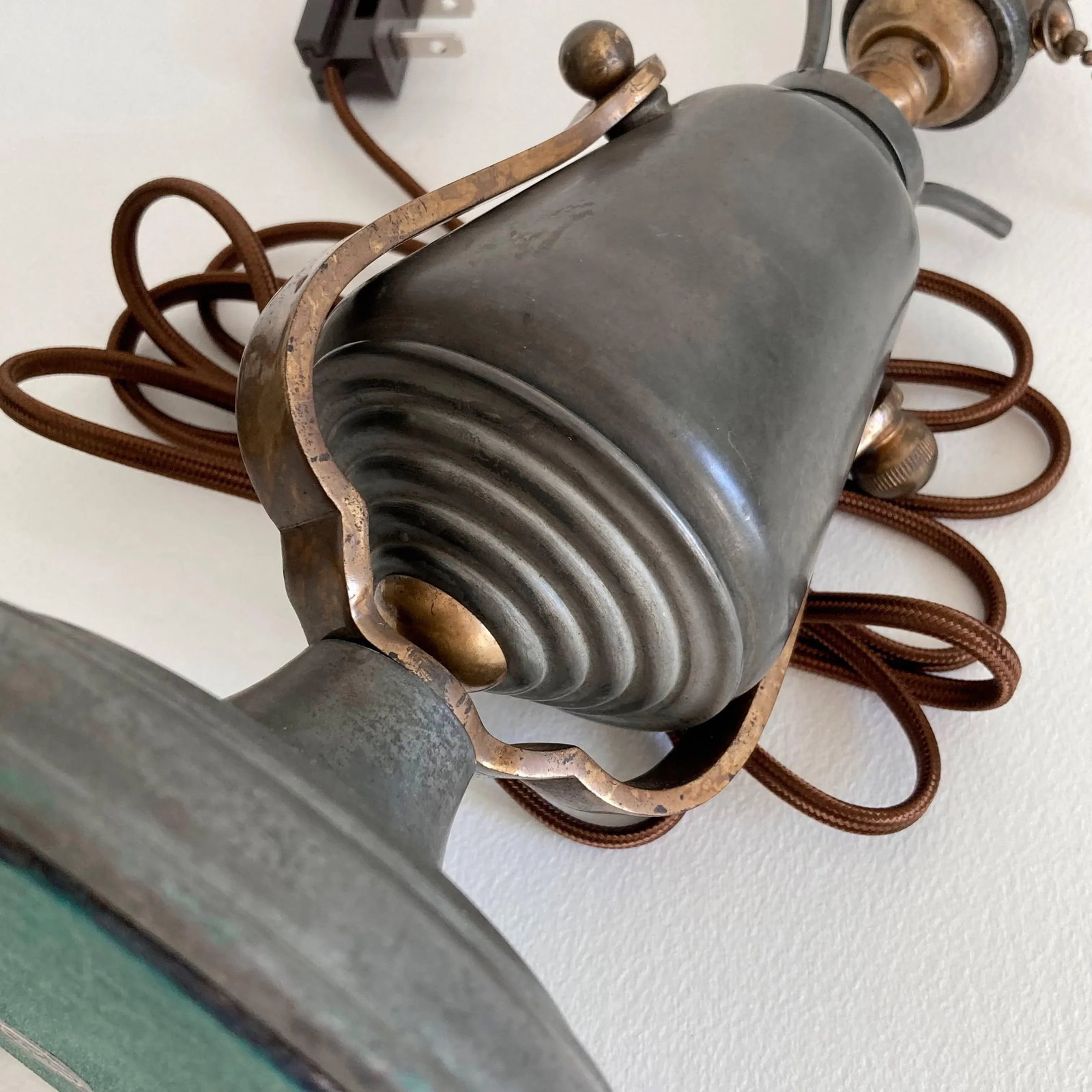 Antique 1860s to 1880s Pewter Gimbal Wall or Table Lights Nautical Ship Lights Wall Sconces - a Pair - 9