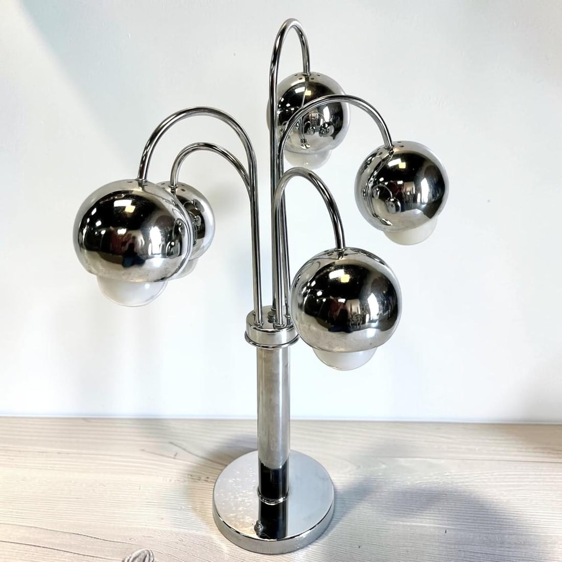 Robert Sonneman Style Chrome Atomic Waterfall Table Lamp - 2