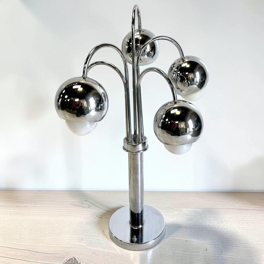Robert Sonneman Style Chrome Atomic Waterfall Table Lamp - 3