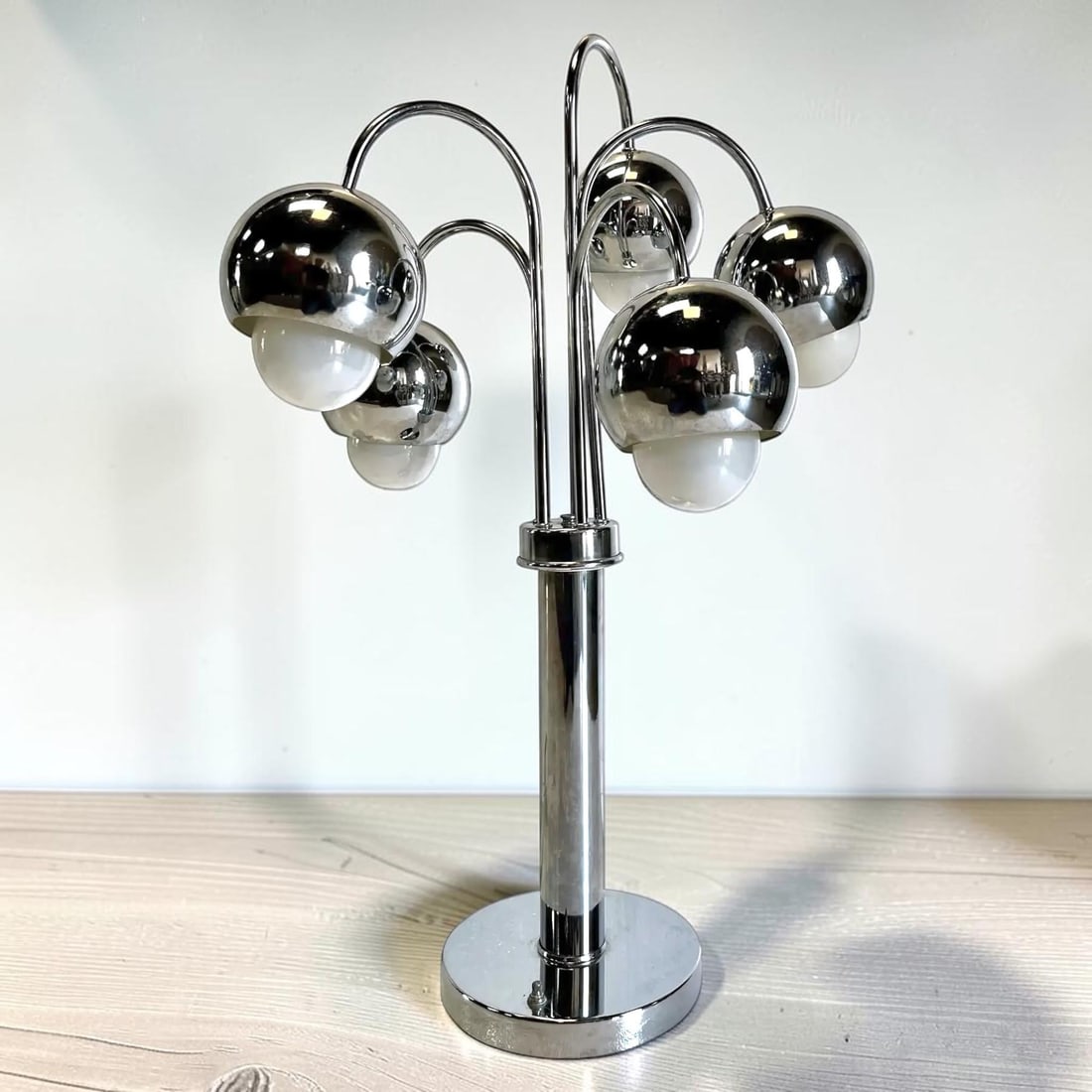 Robert Sonneman Style Chrome Atomic Waterfall Table Lamp - 4