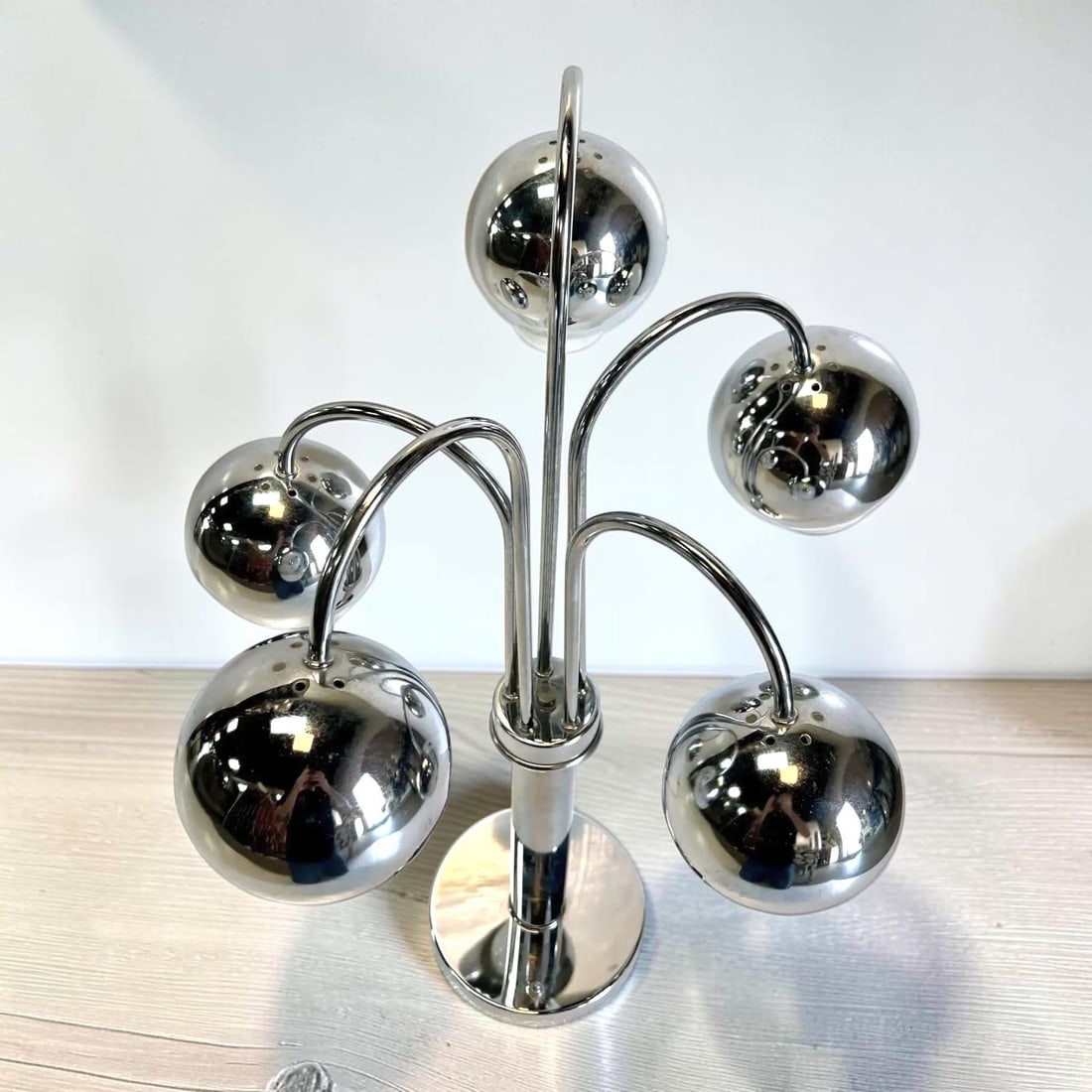 Robert Sonneman Style Chrome Atomic Waterfall Table Lamp - 5