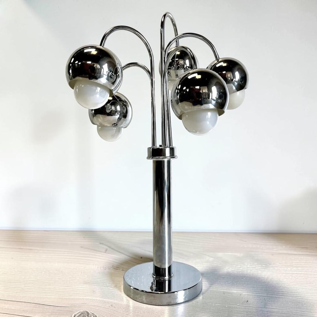 Robert Sonneman Style Chrome Atomic Waterfall Table Lamp - 8