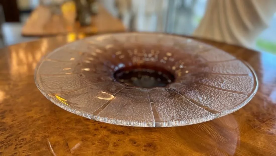 1920s Art Deco Glass Centerpiece, Signed - 2