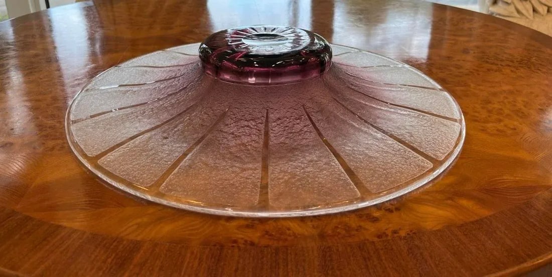1920s Art Deco Glass Centerpiece, Signed - 3