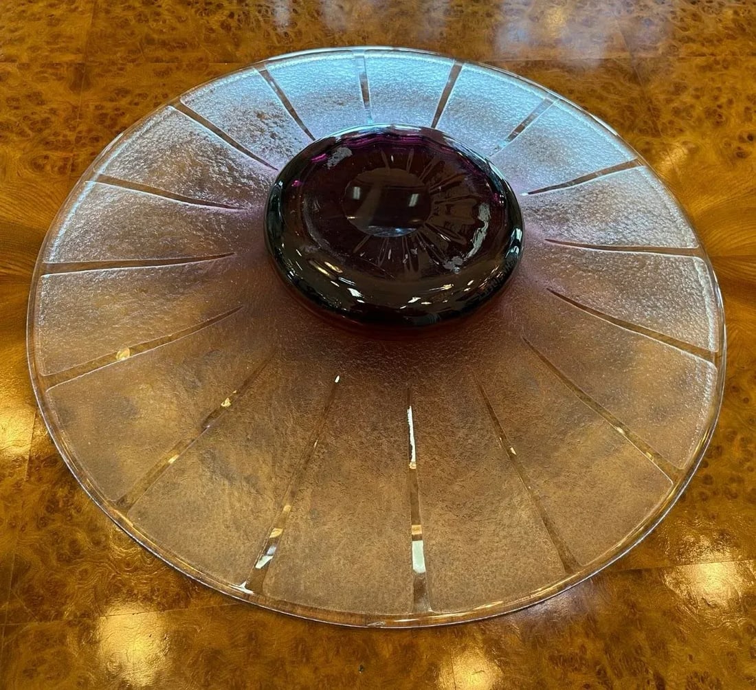 1920s Art Deco Glass Centerpiece, Signed - 7