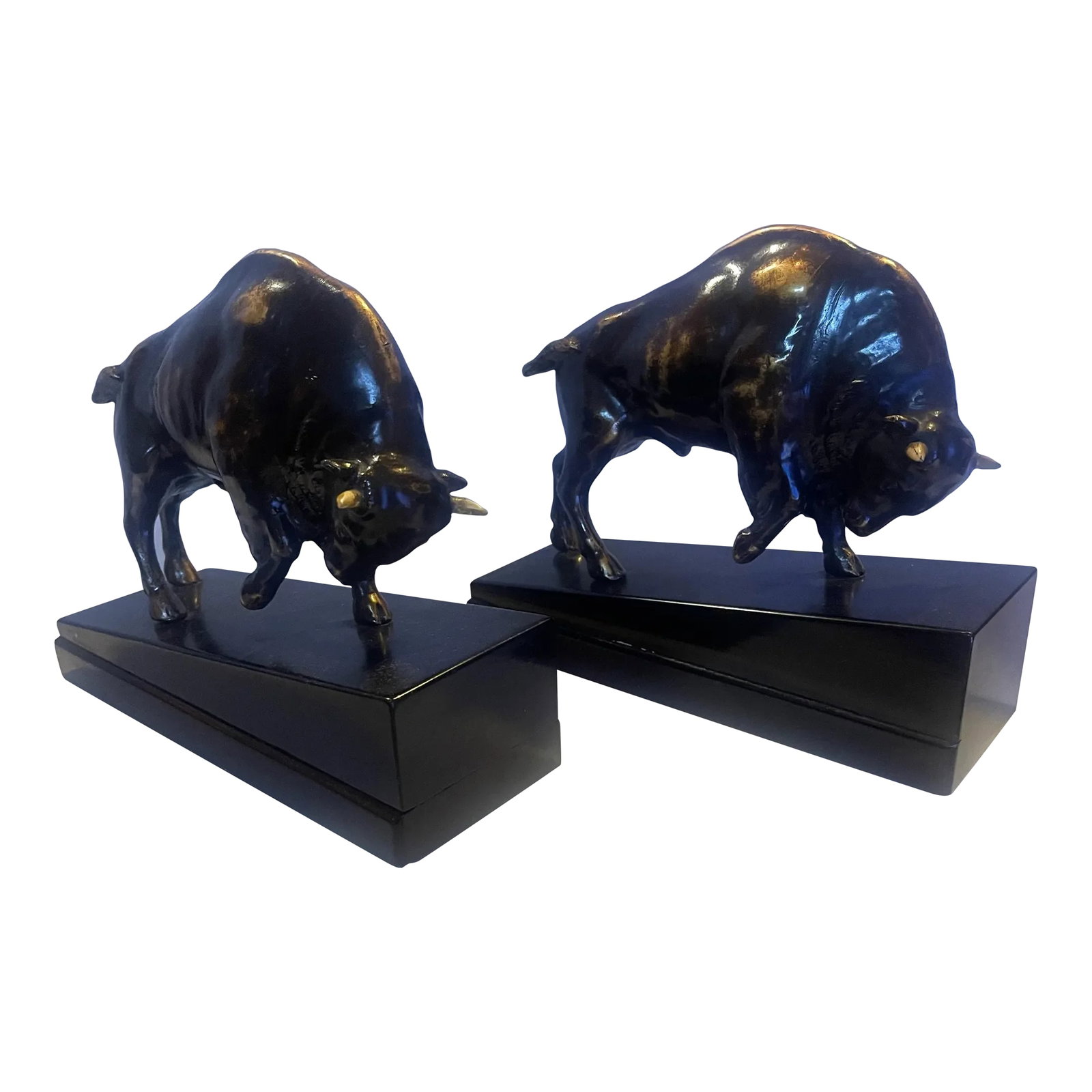 Mid 20th Century Bronze Bison Bookends- a Pair (1 of 10)