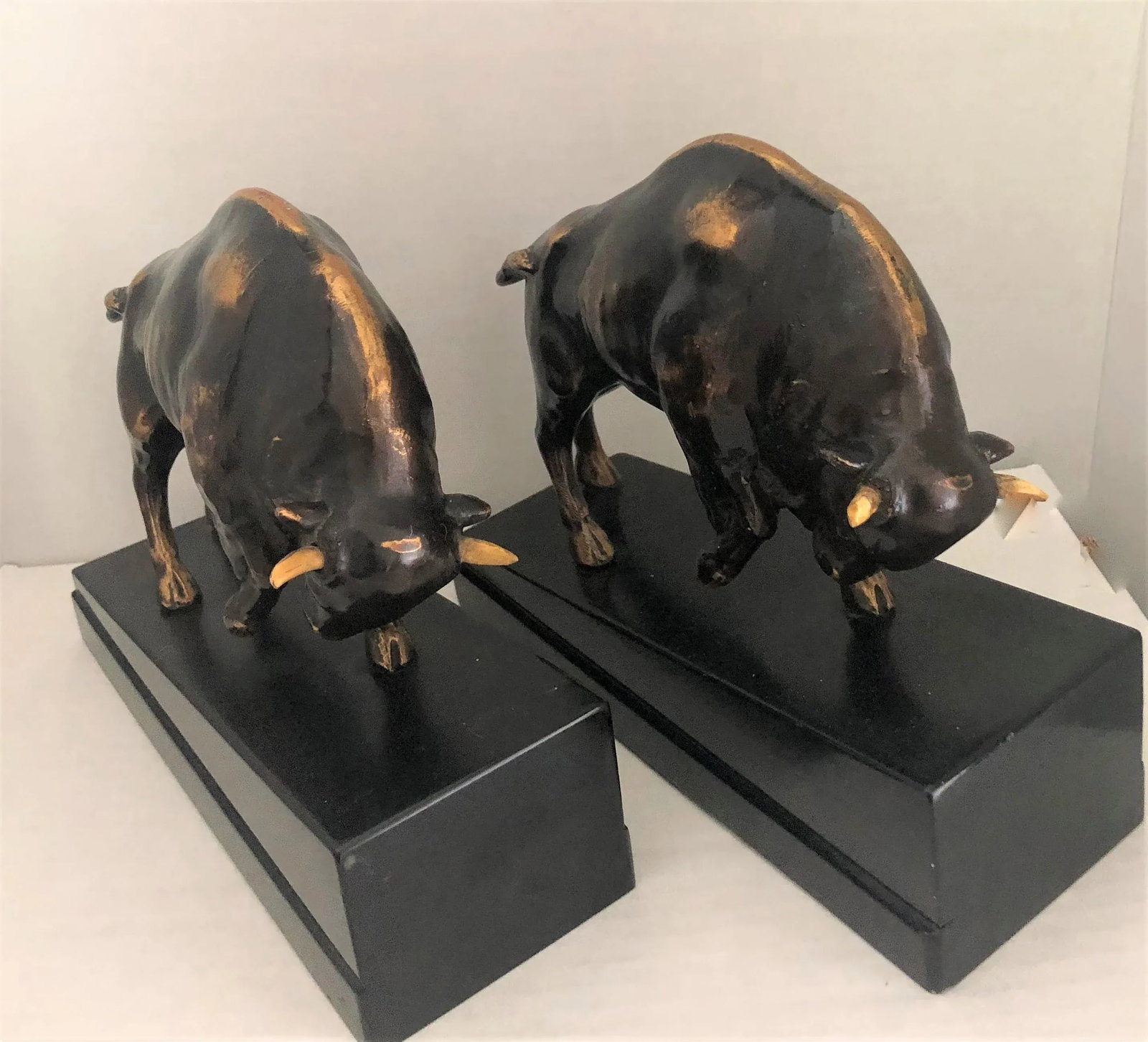 Mid 20th Century Bronze Bison Bookends- a Pair - 7