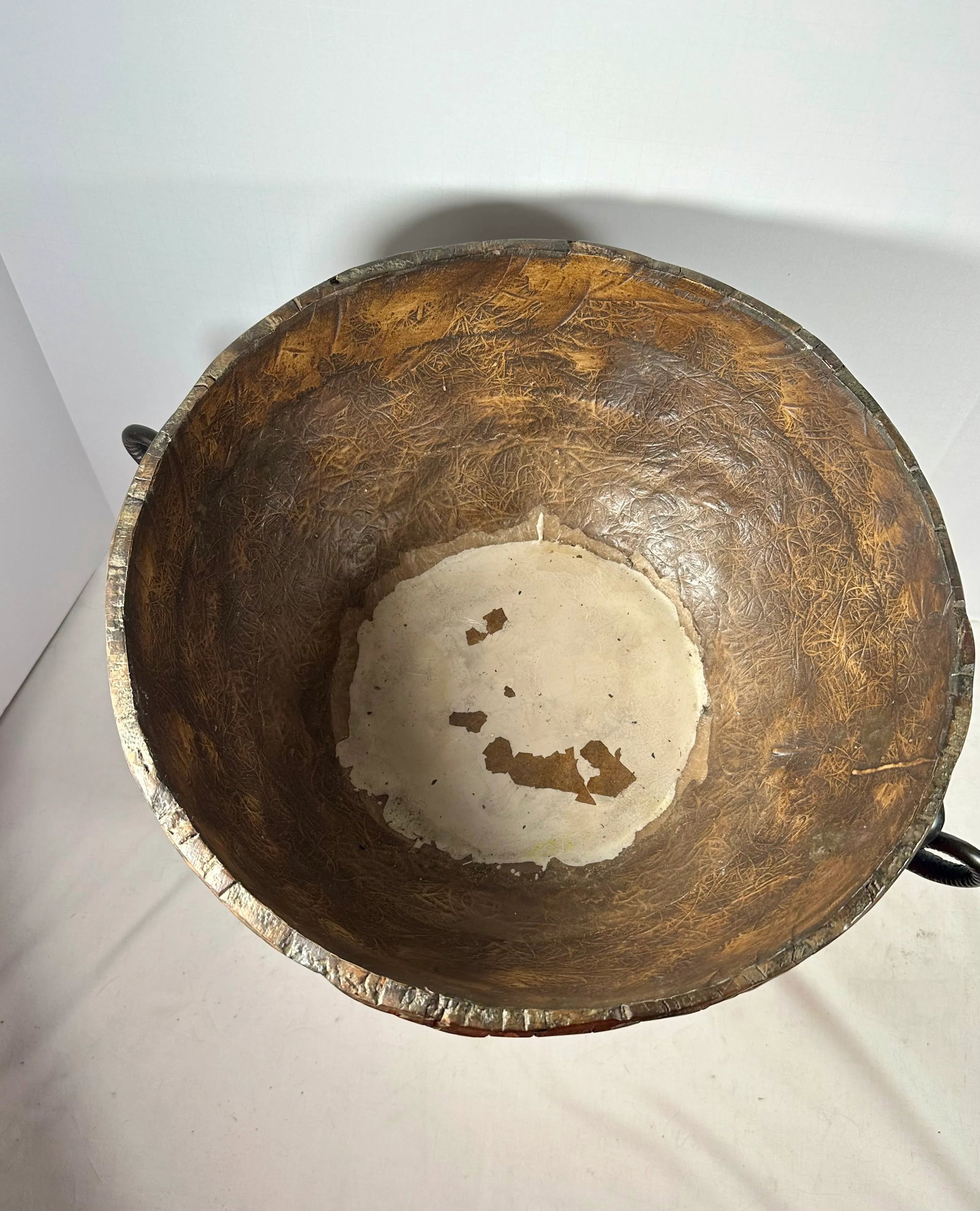 Mid-Century Large Bronze Elephant and Wood Bowl Centerpiece - 9