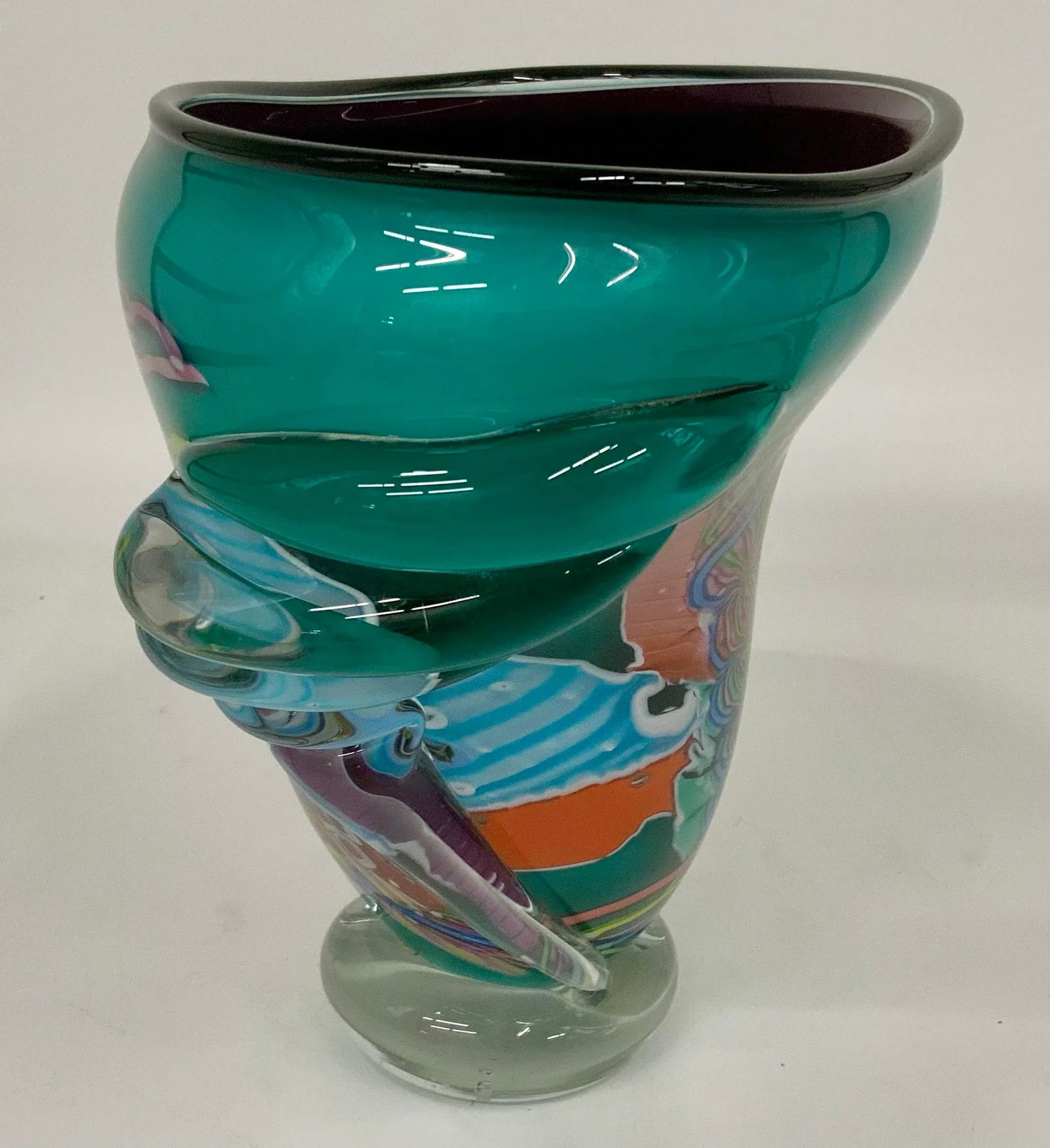 Oceanic Wave Hand Blown Vase by Peter Ridabock - 3