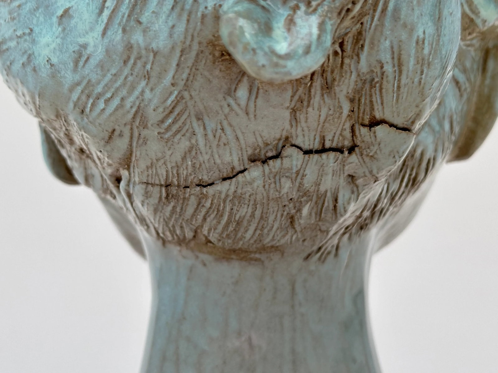 Celadon Green Lady Sculpted Head Vase - 9