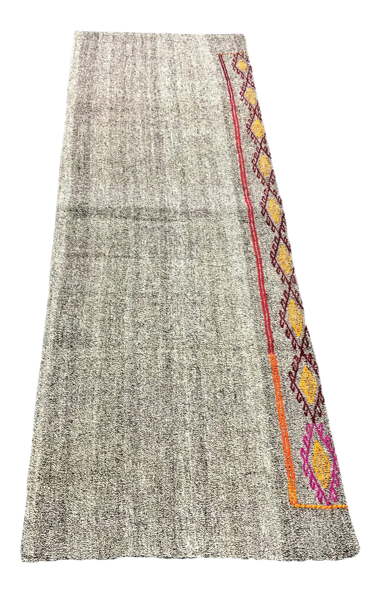 Vintage Turkish Handwoven Aztec Corridor Kilim Rug - 2'3'' * 7'3'': Natural Turkish Handwoven Vintage Anatolian Wool Kilim. Condition: Alterations: Original Condition Unaltered Imperfections: Some Imperfections Condition Notes: Excellent Origin: Turkey Materials