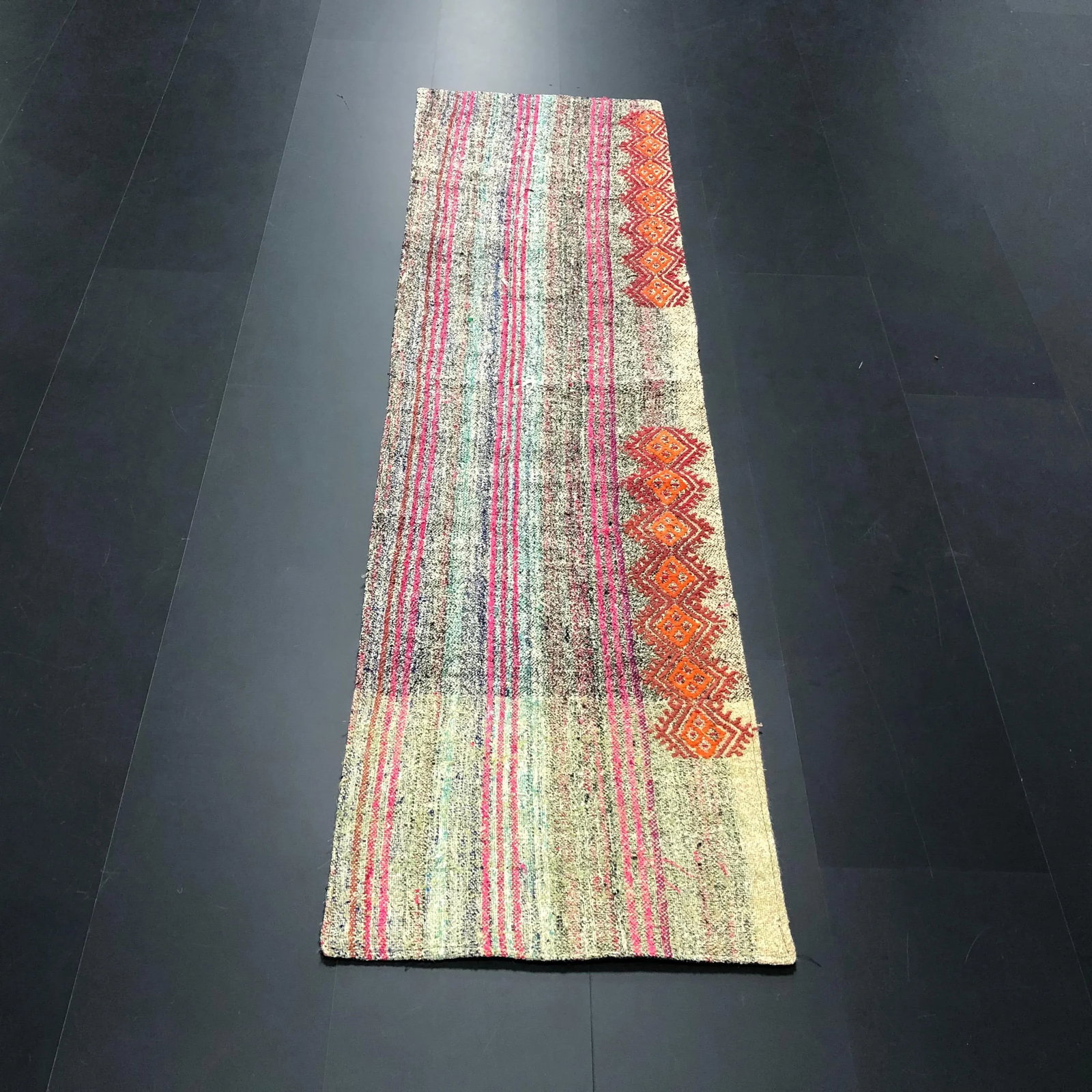 Vintage Turkish Striped Handmade Runner Rug - 1'10'' * 6'10'' - 11