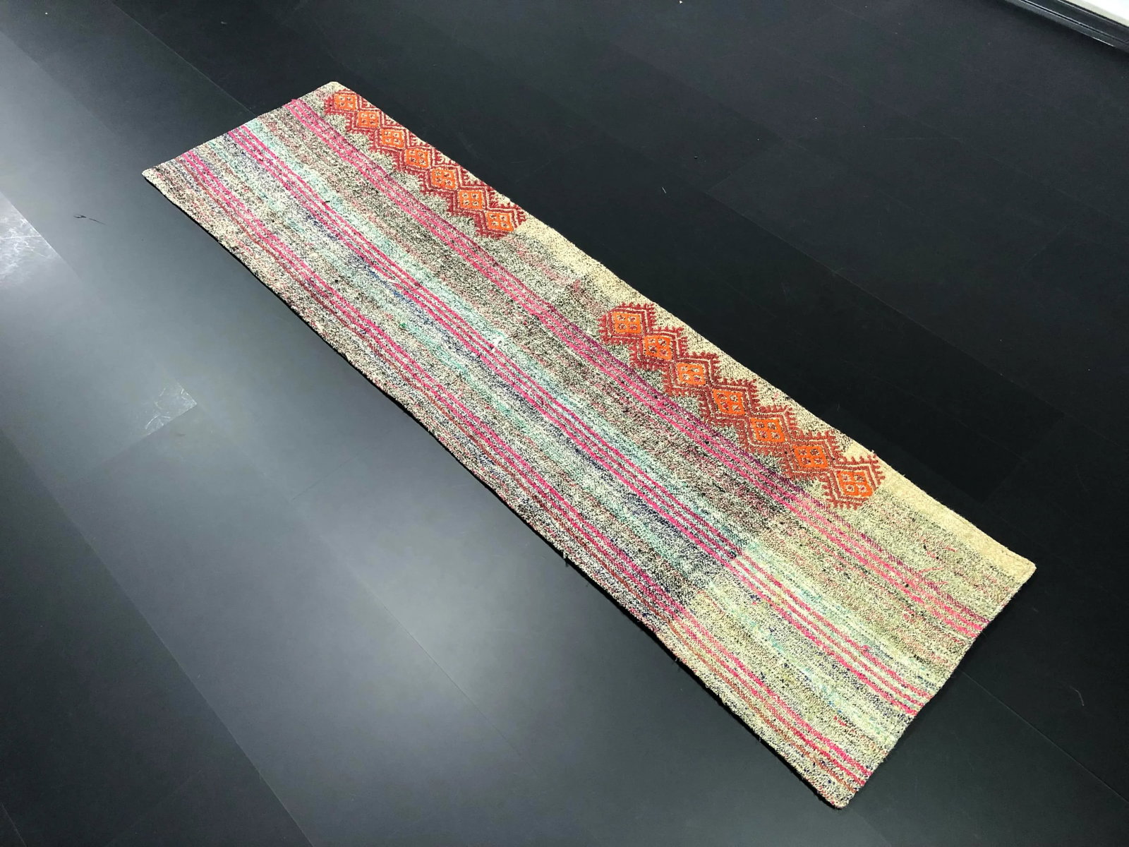Vintage Turkish Striped Handmade Runner Rug - 1'10'' * 6'10'' - 3
