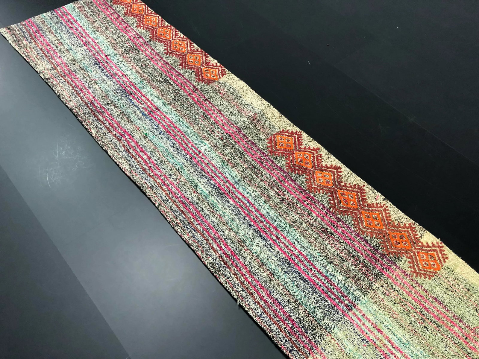 Vintage Turkish Striped Handmade Runner Rug - 1'10'' * 6'10'' - 5
