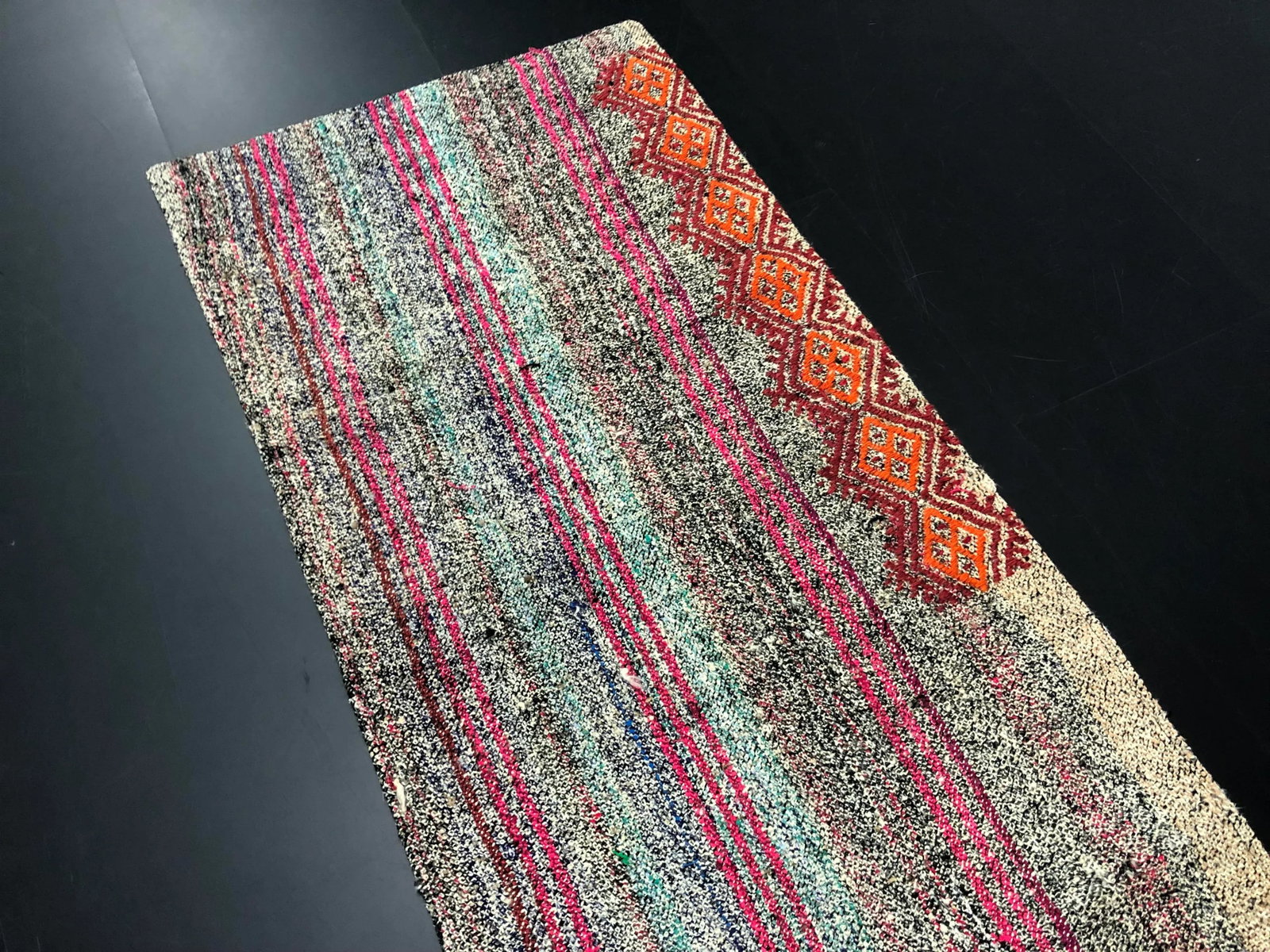 Vintage Turkish Striped Handmade Runner Rug - 1'10'' * 6'10'' - 7