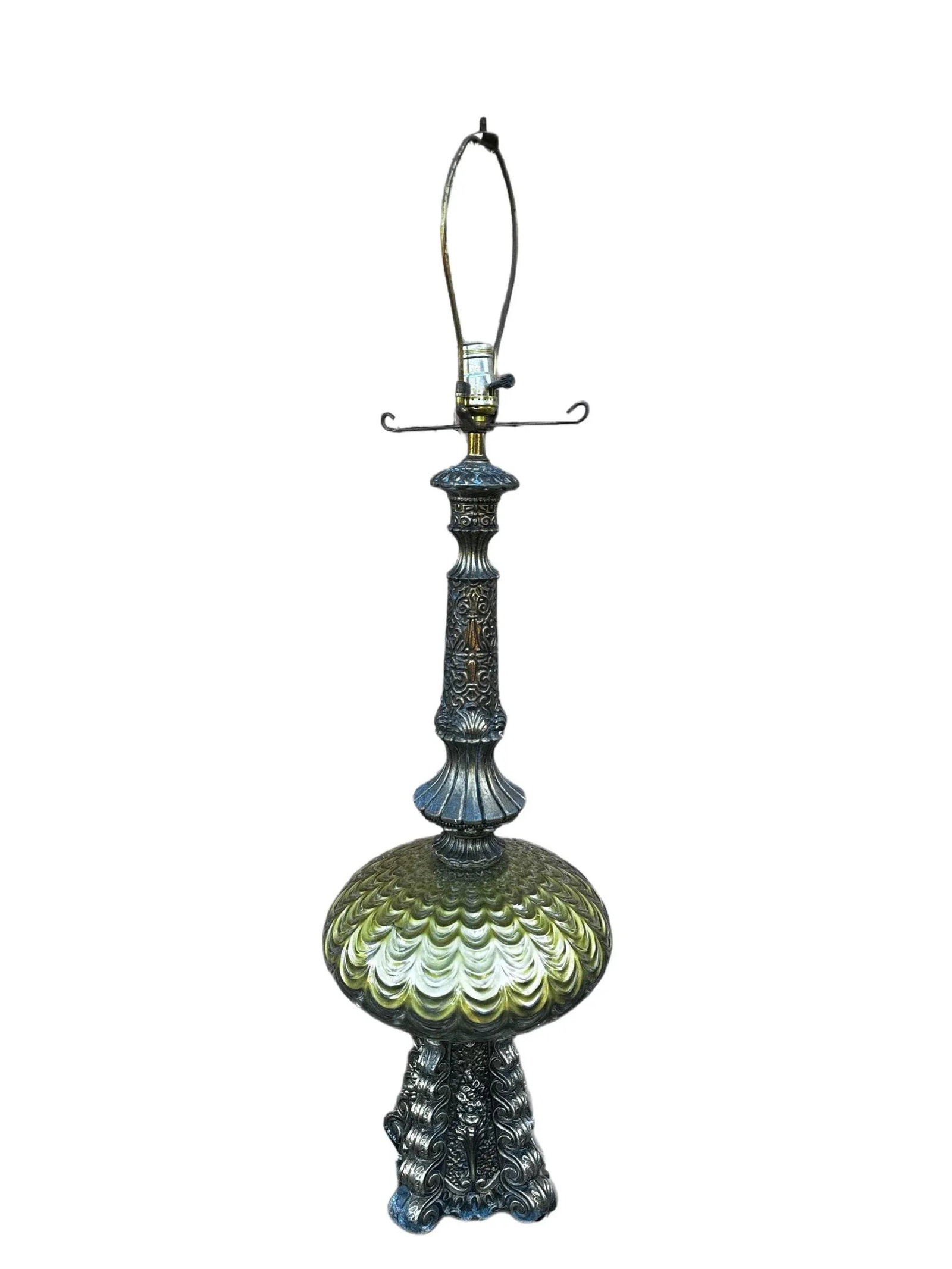 Vintage Hollywood Regency Style Reverse Painted Glass Globe Table Lamp - 2