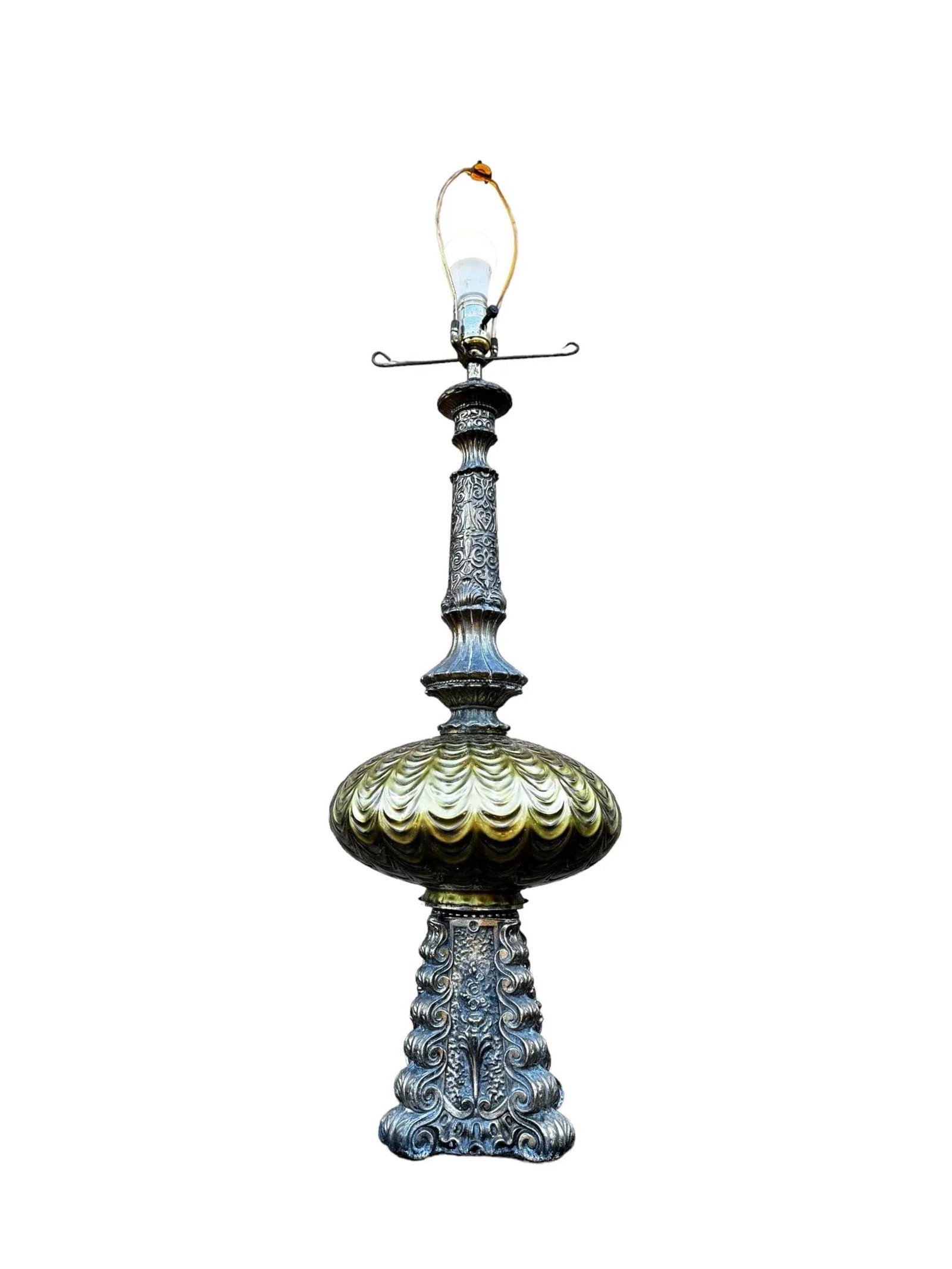Vintage Hollywood Regency Style Reverse Painted Glass Globe Table Lamp - 4