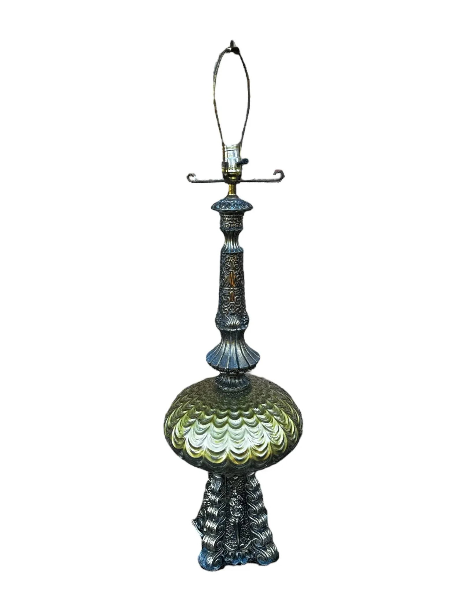 Vintage Hollywood Regency Style Reverse Painted Glass Globe Table Lamp - 7
