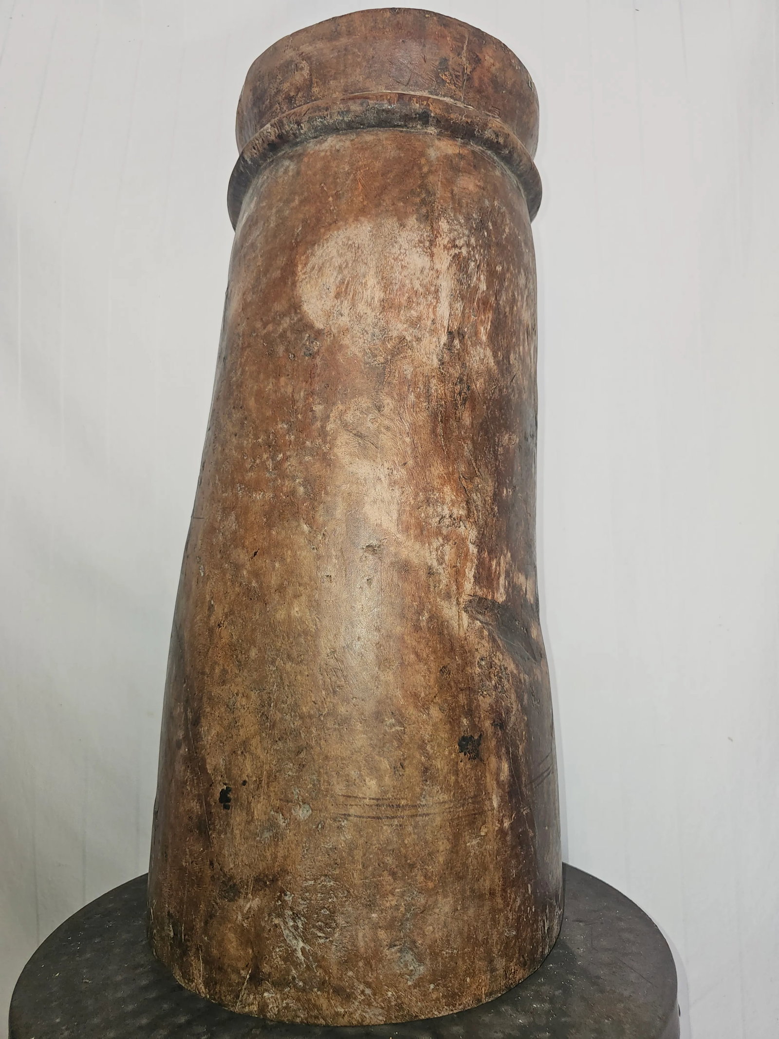 Substantial Late 1800s Antique Solid Wood Butter Churn Pot From North India - 6