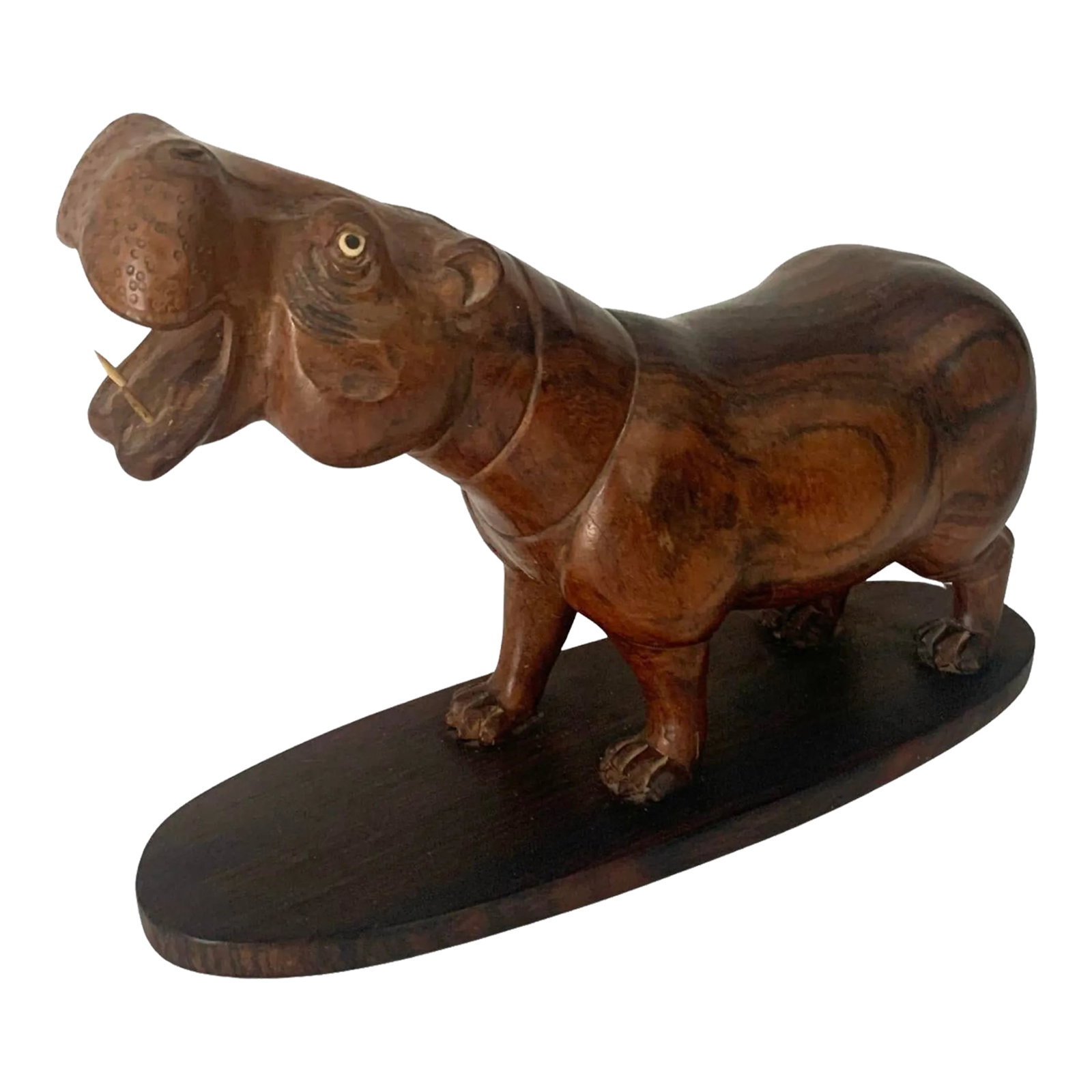 Vintage Hippo Sculpture in Wood (1 of 10)
